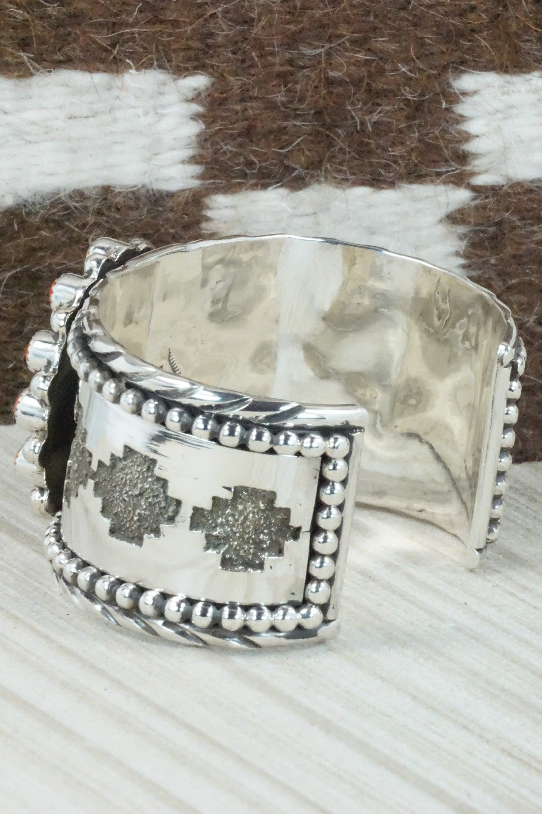 Turquoise, Spiny Oyster & Sterling Silver Bracelet - Sandra Parkett