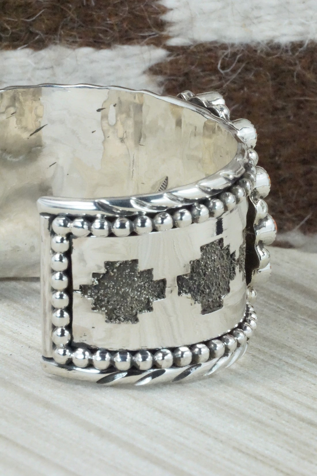 Turquoise, Spiny Oyster & Sterling Silver Bracelet - Sandra Parkett