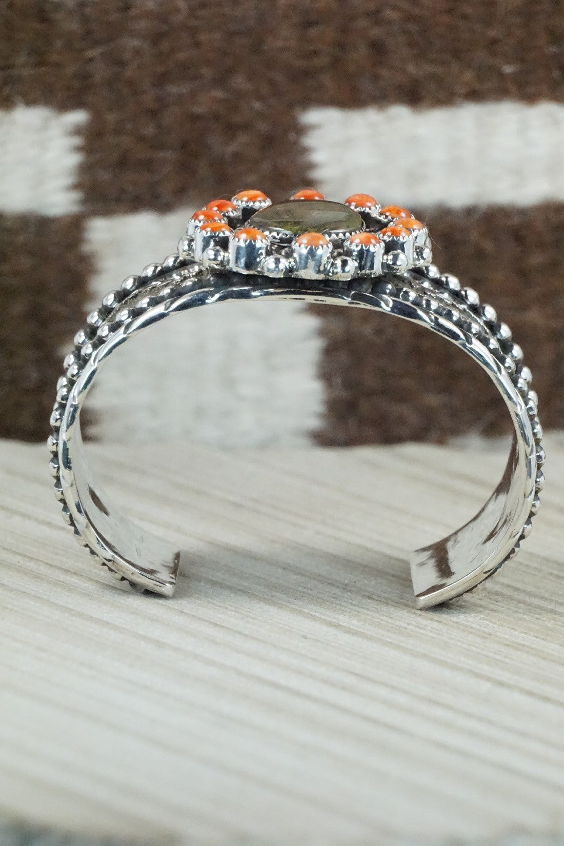 Turquoise, Spiny Oyster & Sterling Silver Bracelet - Sandra Parkett