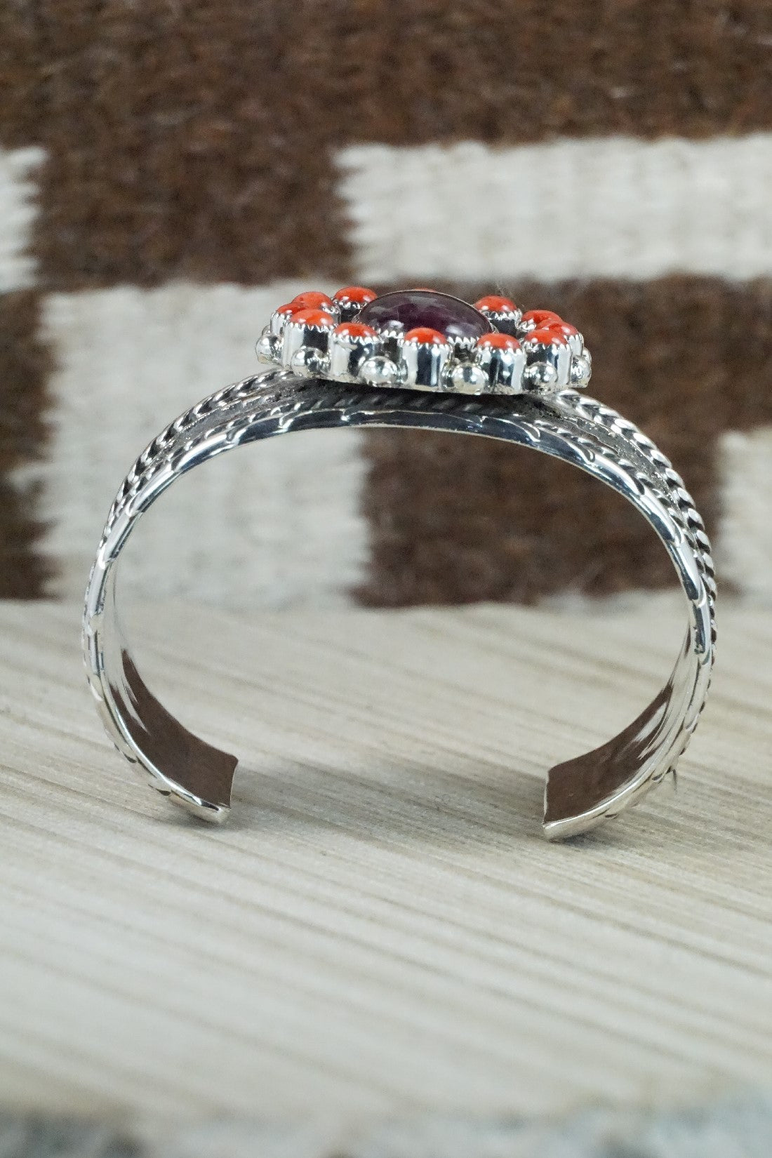 Spiny Oyster & Sterling Silver Bracelet - Sandra Parkett