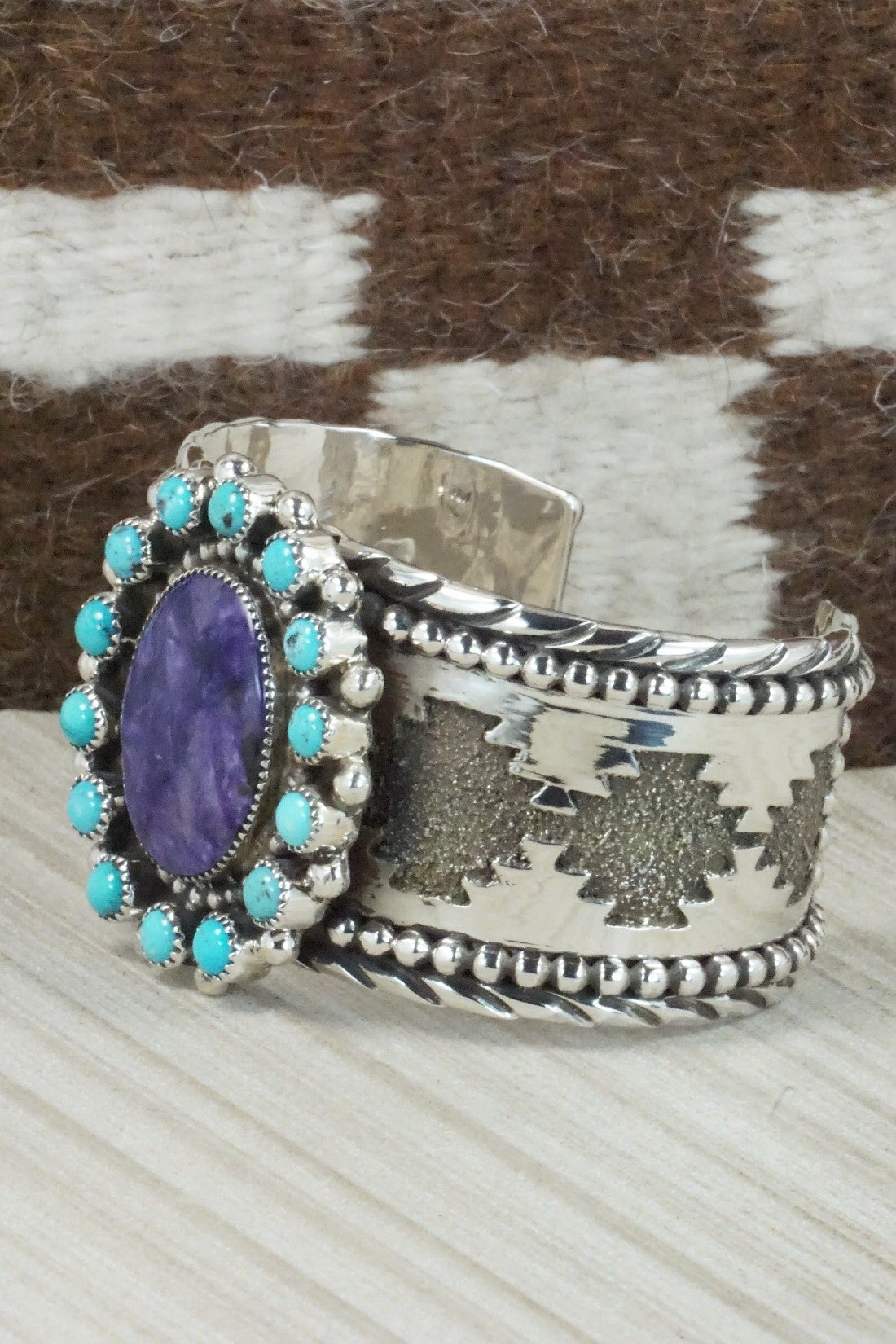 Charoite, Turquoise & Sterling Silver Bracelet - Sandra Parkett