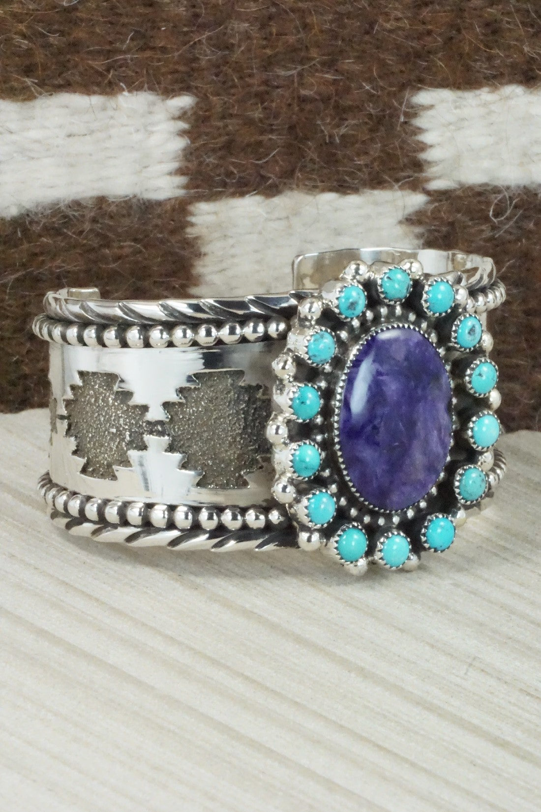 Charoite, Turquoise & Sterling Silver Bracelet - Sandra Parkett