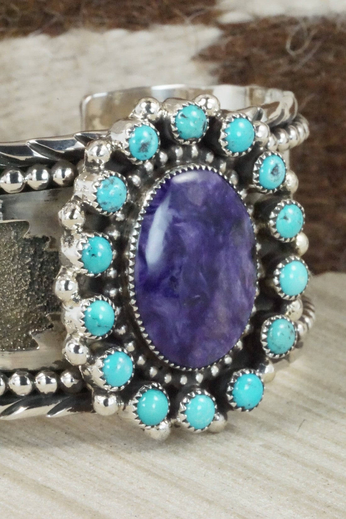 Charoite, Turquoise & Sterling Silver Bracelet - Sandra Parkett