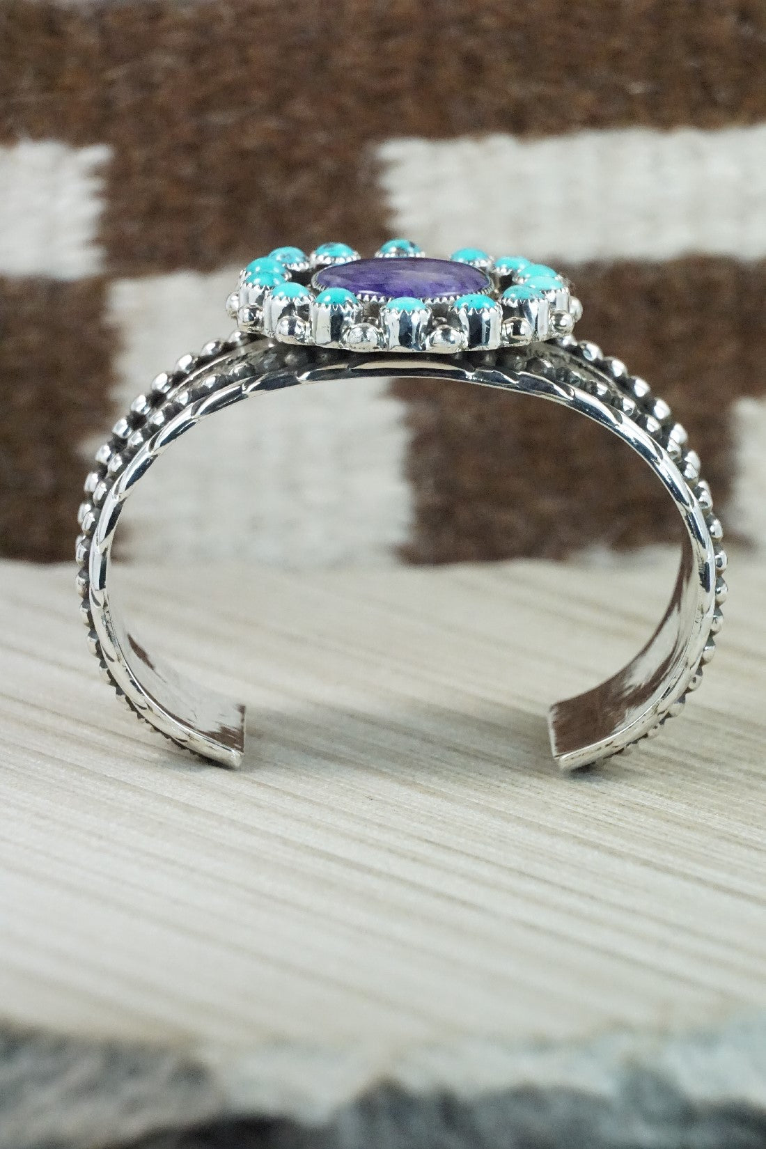 Charoite, Turquoise & Sterling Silver Bracelet - Sandra Parkett