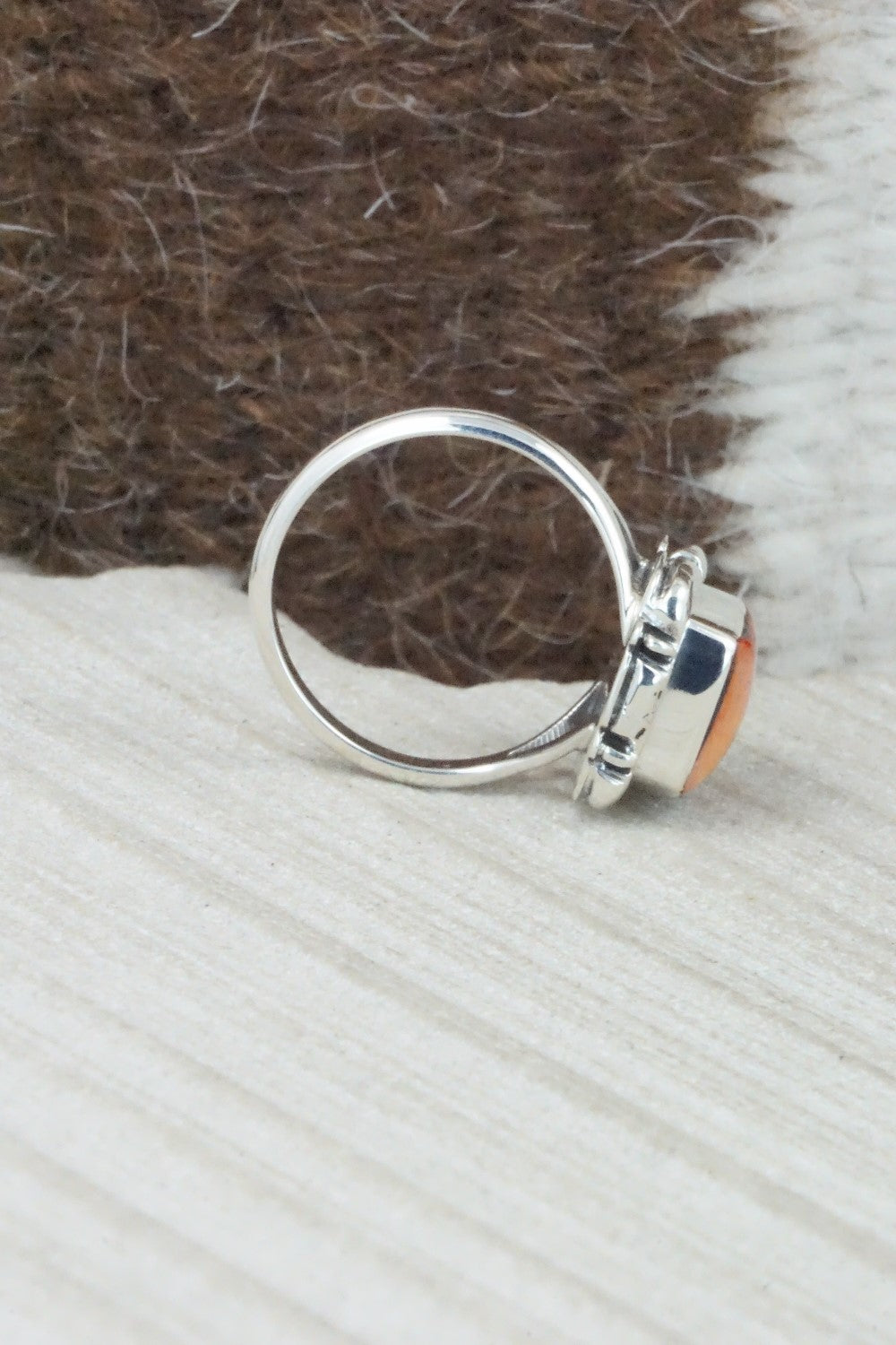 Spiny Oyster & Sterling Silver Ring - Rosie Ross - Size 6.75