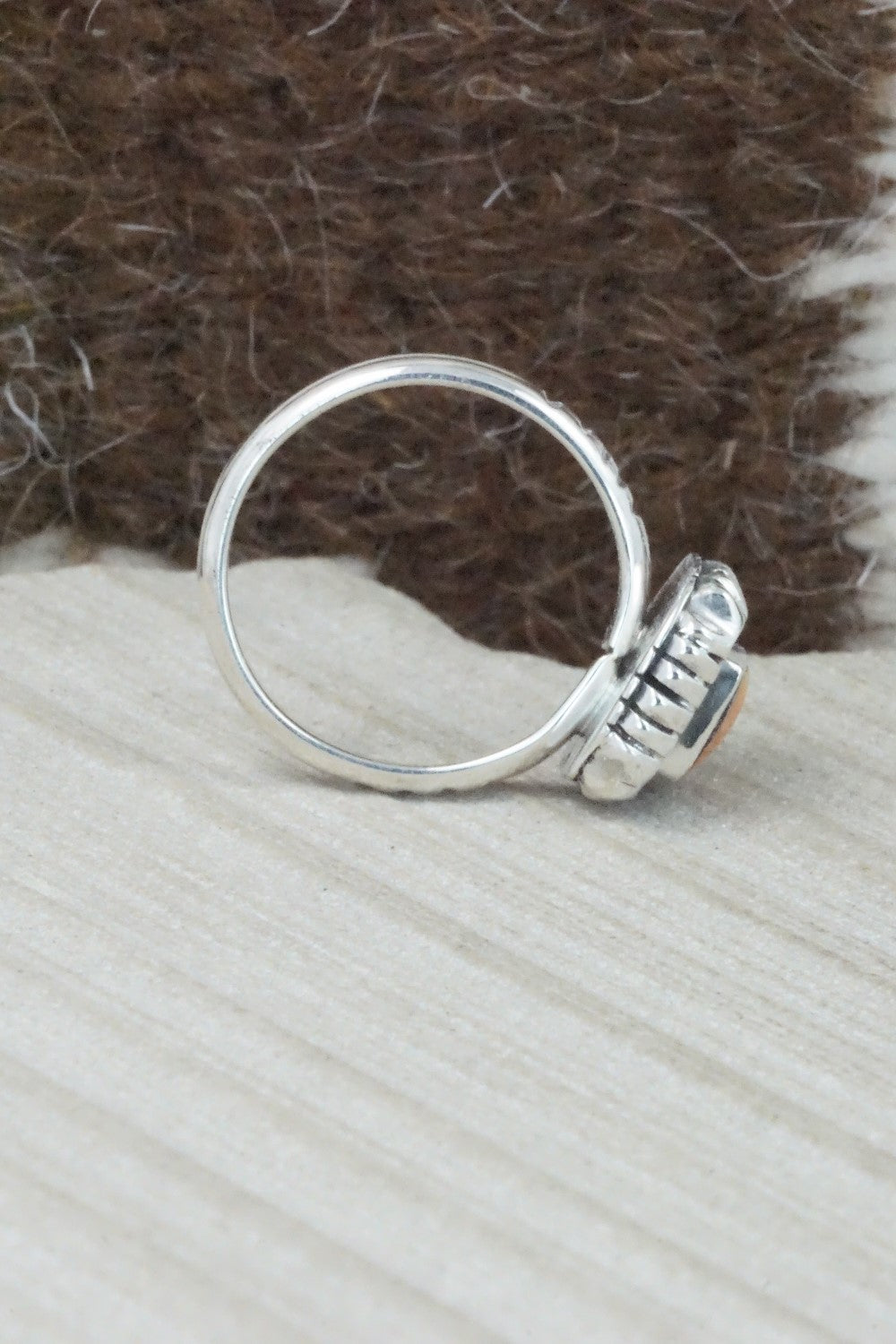Spiny Oyster & Sterling Silver Ring - Rosie Ross - Size 9.25