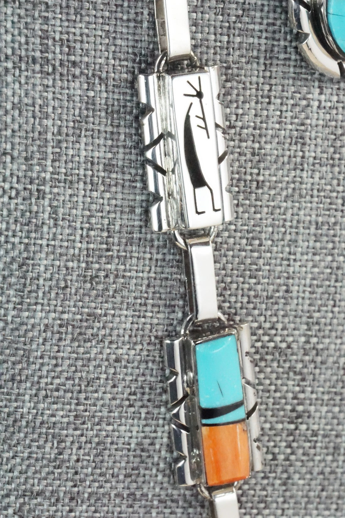 Turquoise, Spiny Oyster, Onyx & Sterling Silver Necklace Set - Sandra Parkett