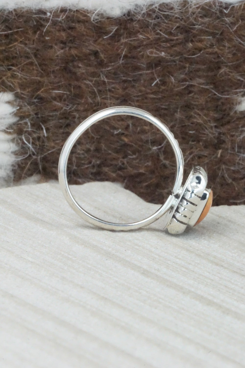 Spiny Oyster & Sterling Silver Ring - Rosie Ross - Size 10.5