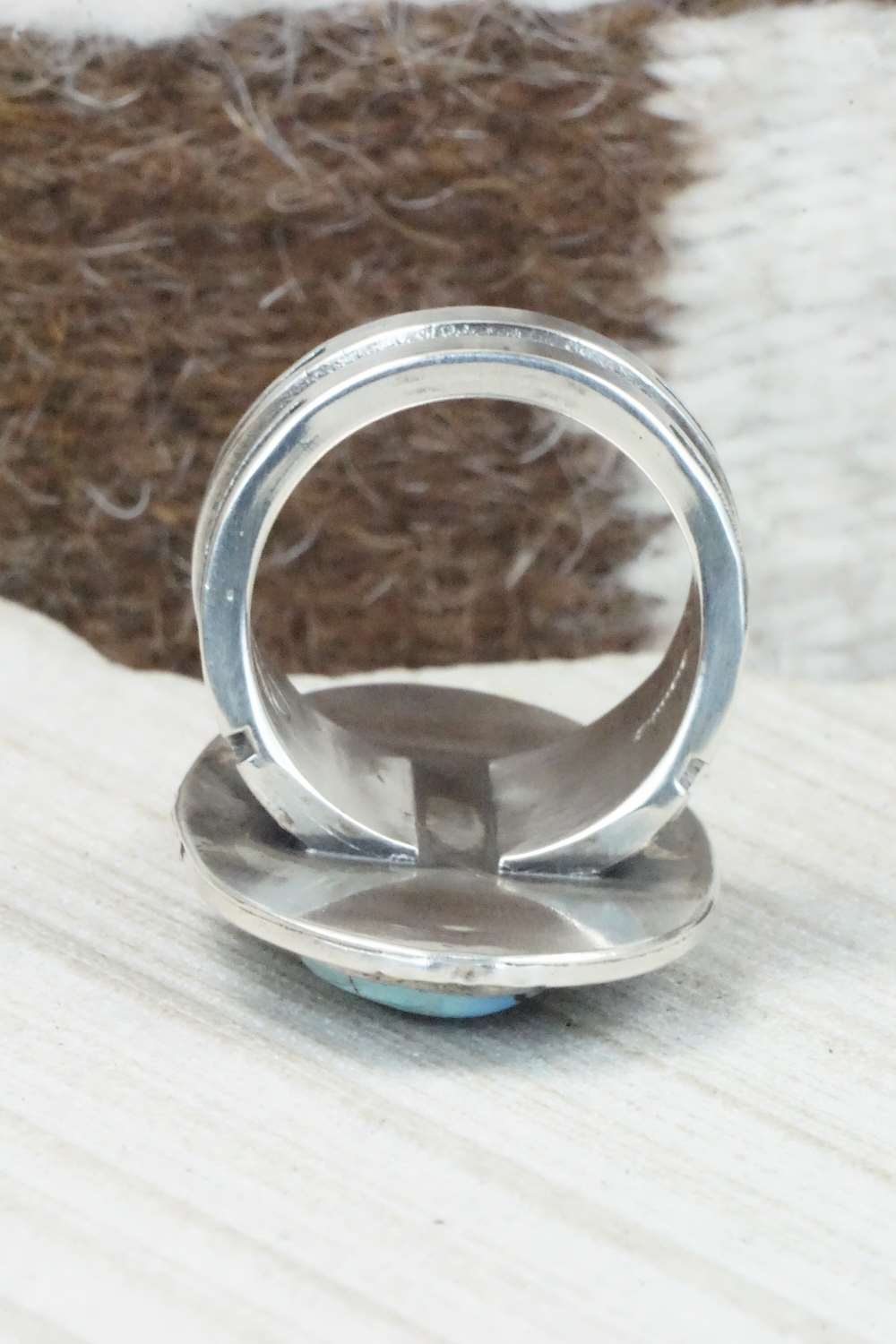 Turquoise & Sterling Silver Ring - Cooper Willie - Size 11.75
