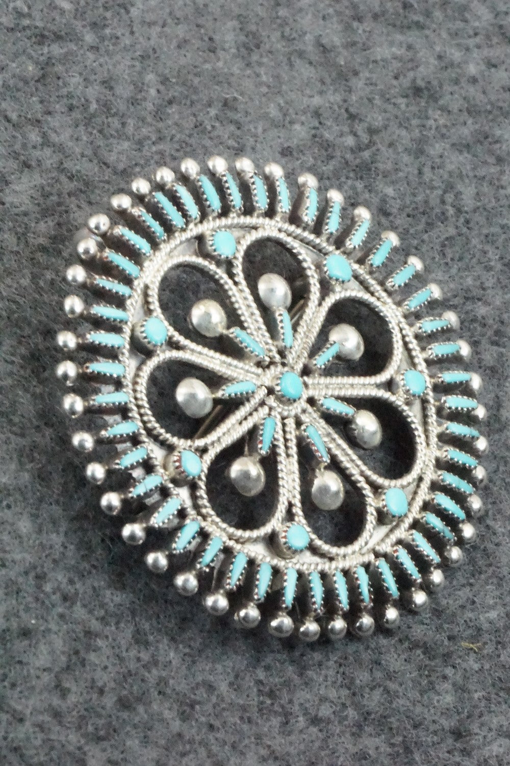 Turquoise & Sterling Silver Pendant/ Pin - Vincent Johnson