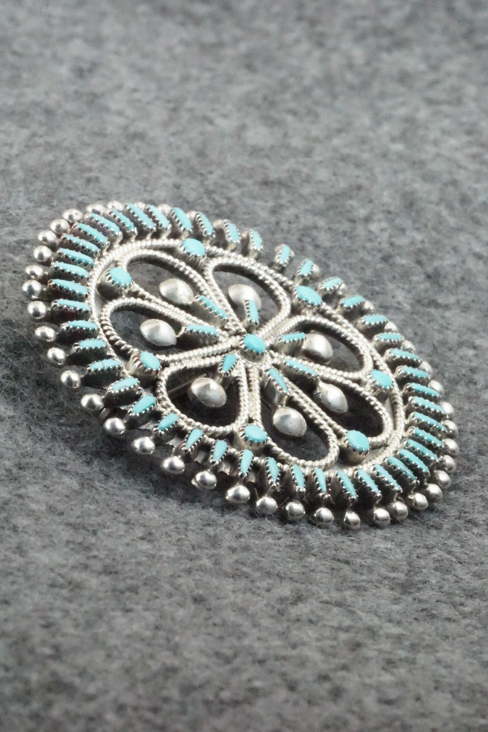 Turquoise & Sterling Silver Pendant/ Pin - Vincent Johnson