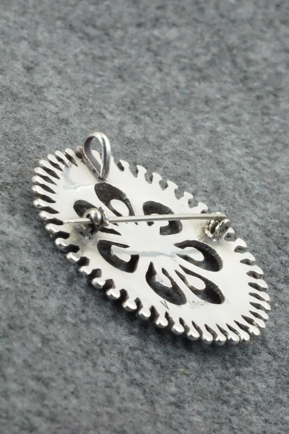 Turquoise & Sterling Silver Pendant/ Pin - Vincent Johnson