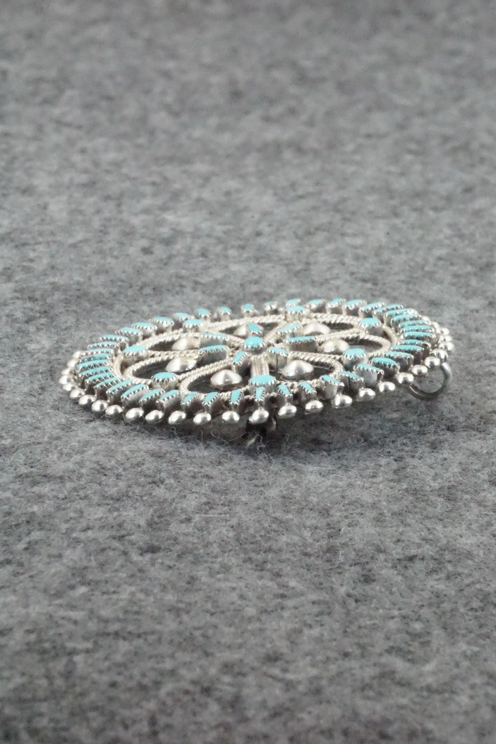 Turquoise & Sterling Silver Pendant/ Pin - Vincent Johnson
