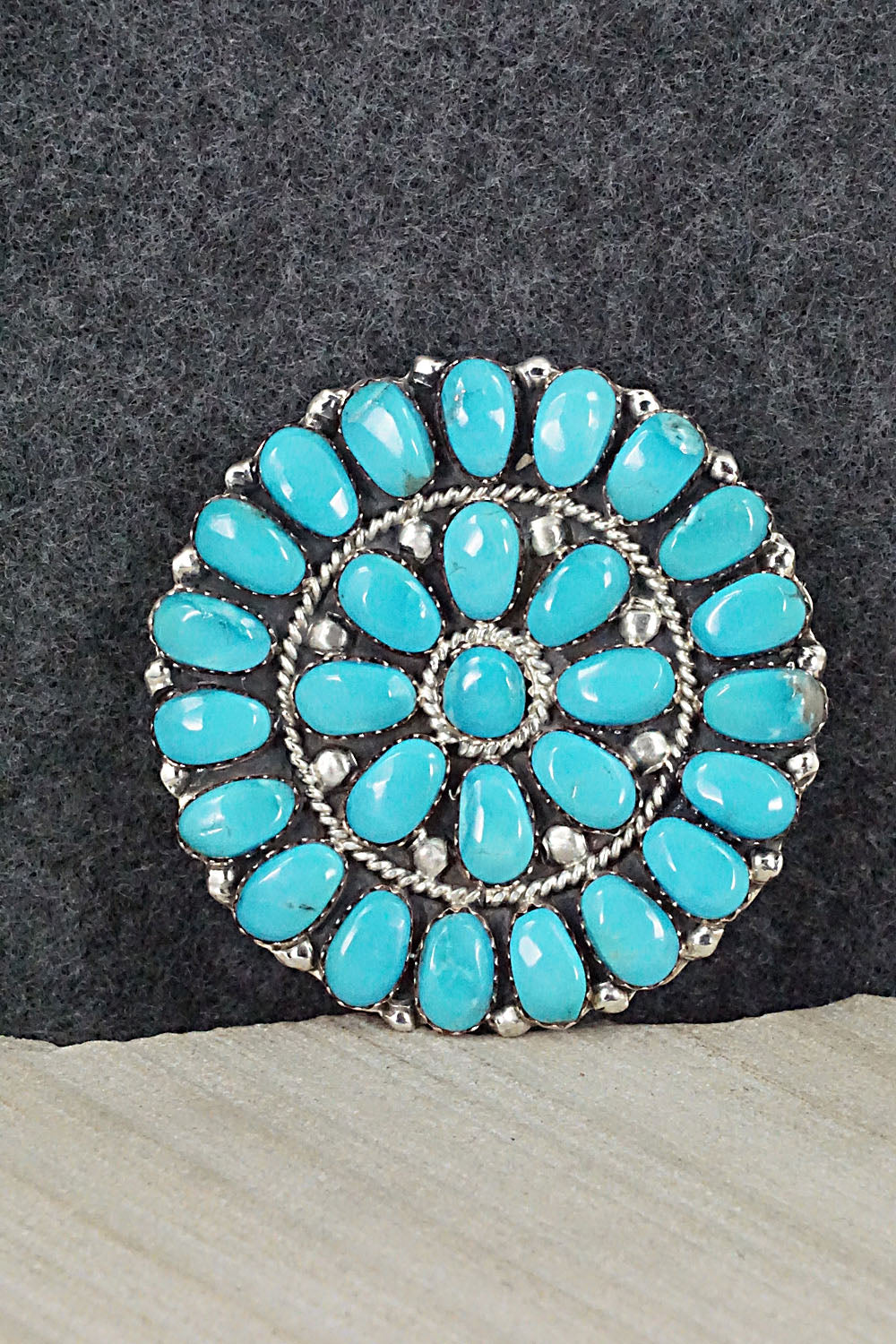 Turquoise & Sterling Silver Pendant / Pin - Jesse Williams