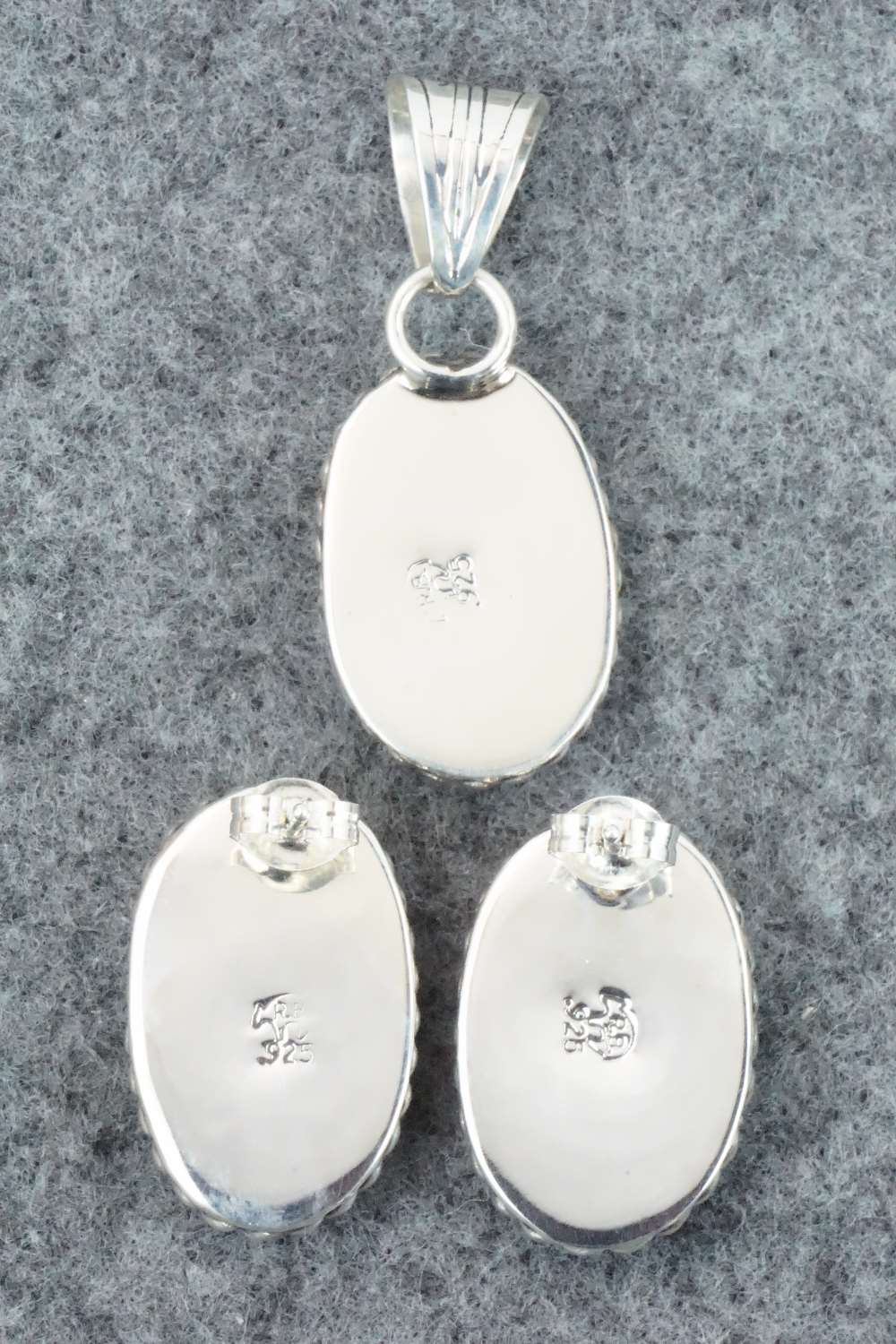 Turquoise & Sterling Silver Pendant and Earrings - Tom Lewis