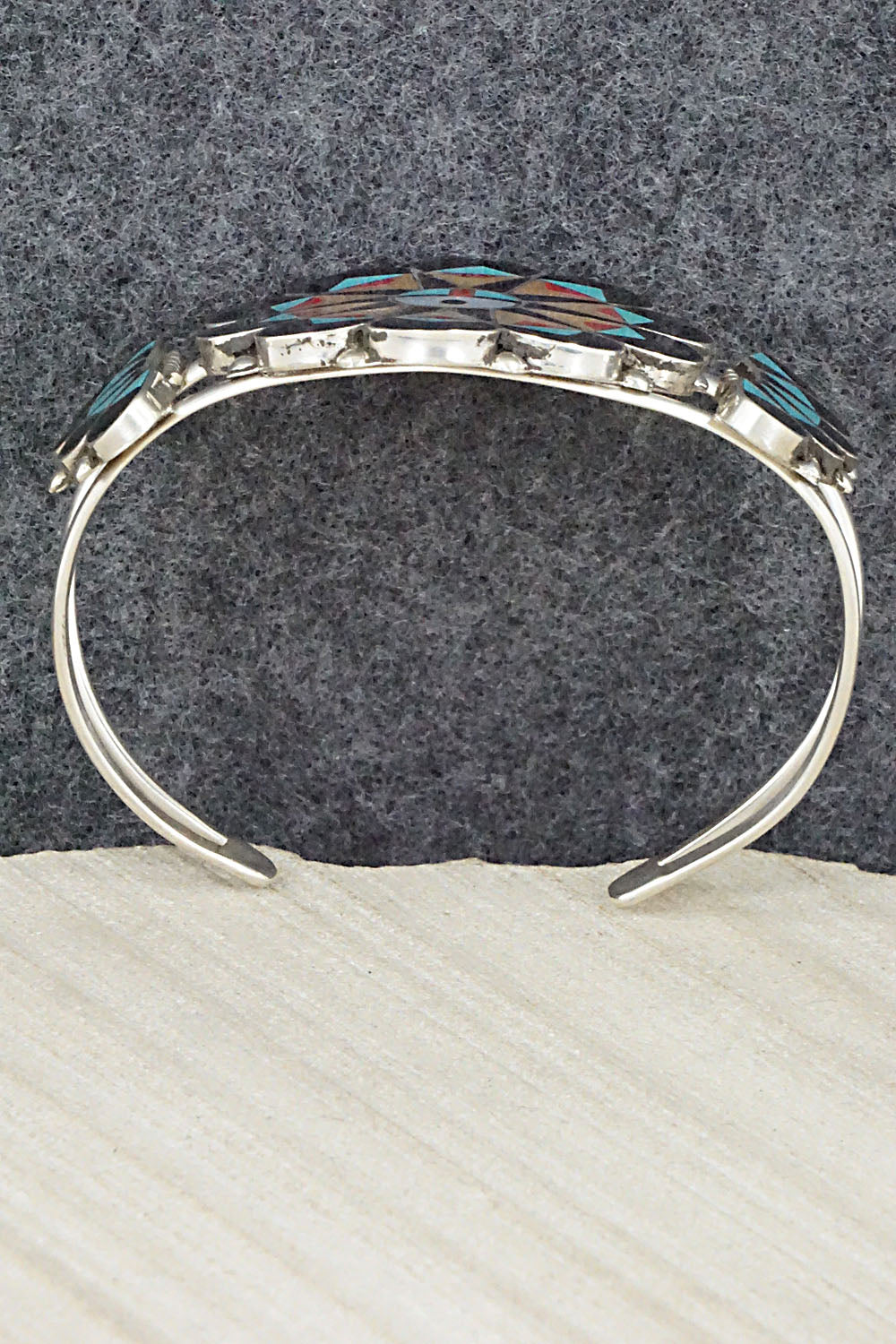 Multi Stone & Sterling Silver Inlay Bracelet - Delvin Gasper