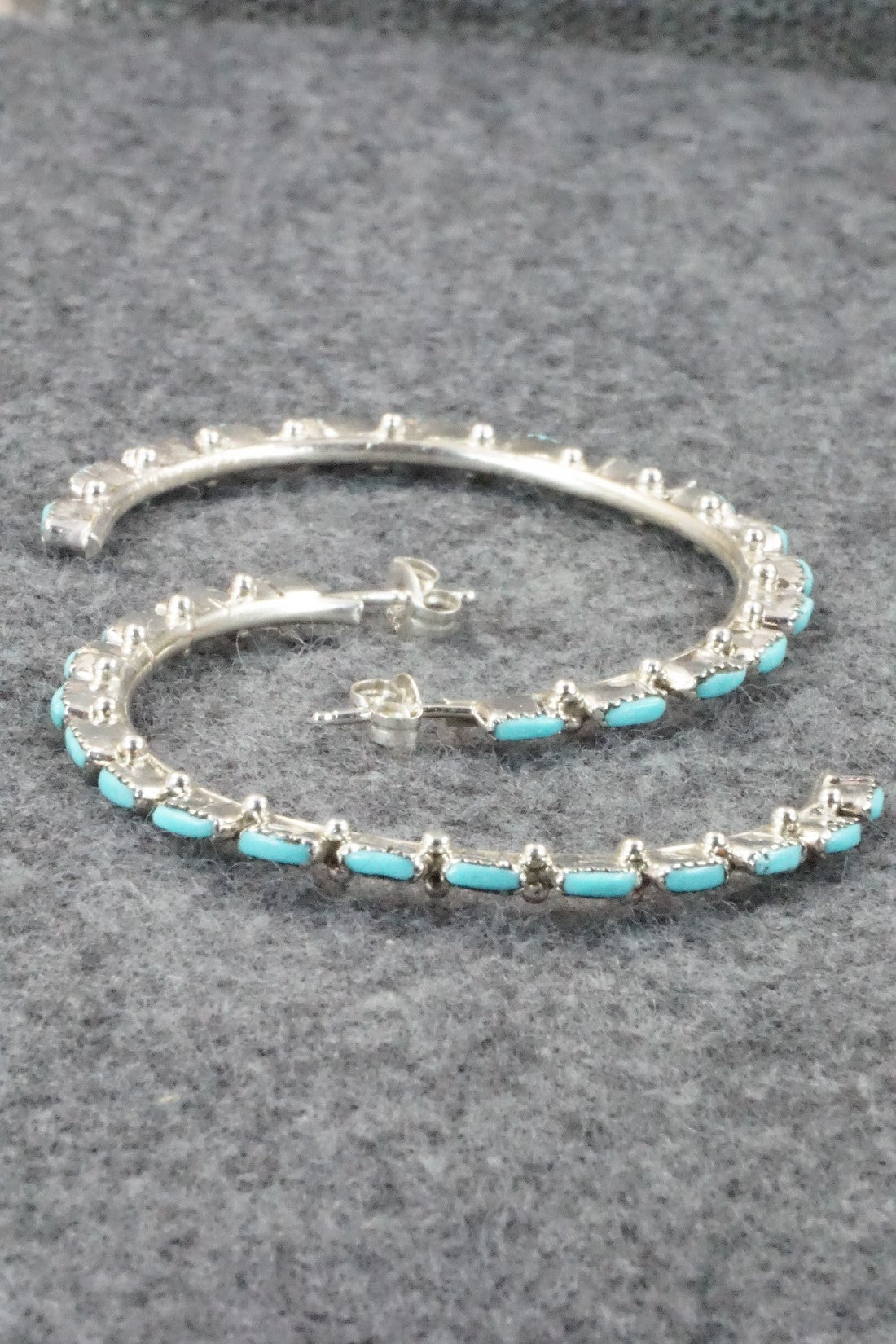 Turquoise & Silver Hoop Earrings - Aurelia Hughte
