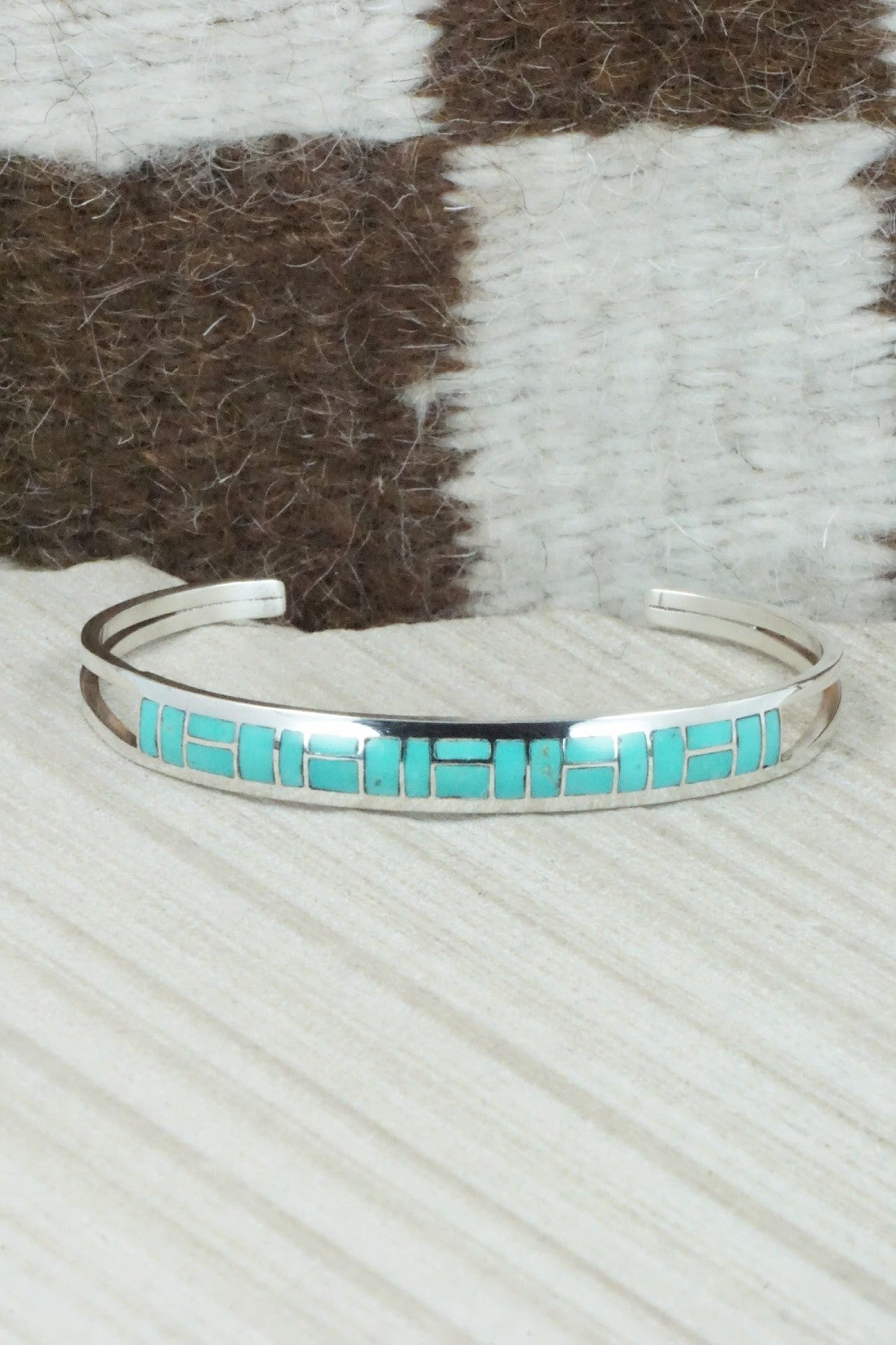 Turquoise & Sterling Silver Inlay Bracelet - Sibert Bowannie