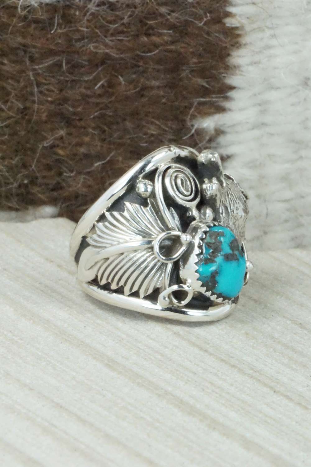 Turquoise and Sterling Silver Ring - Jeanette Saunders - Size 10