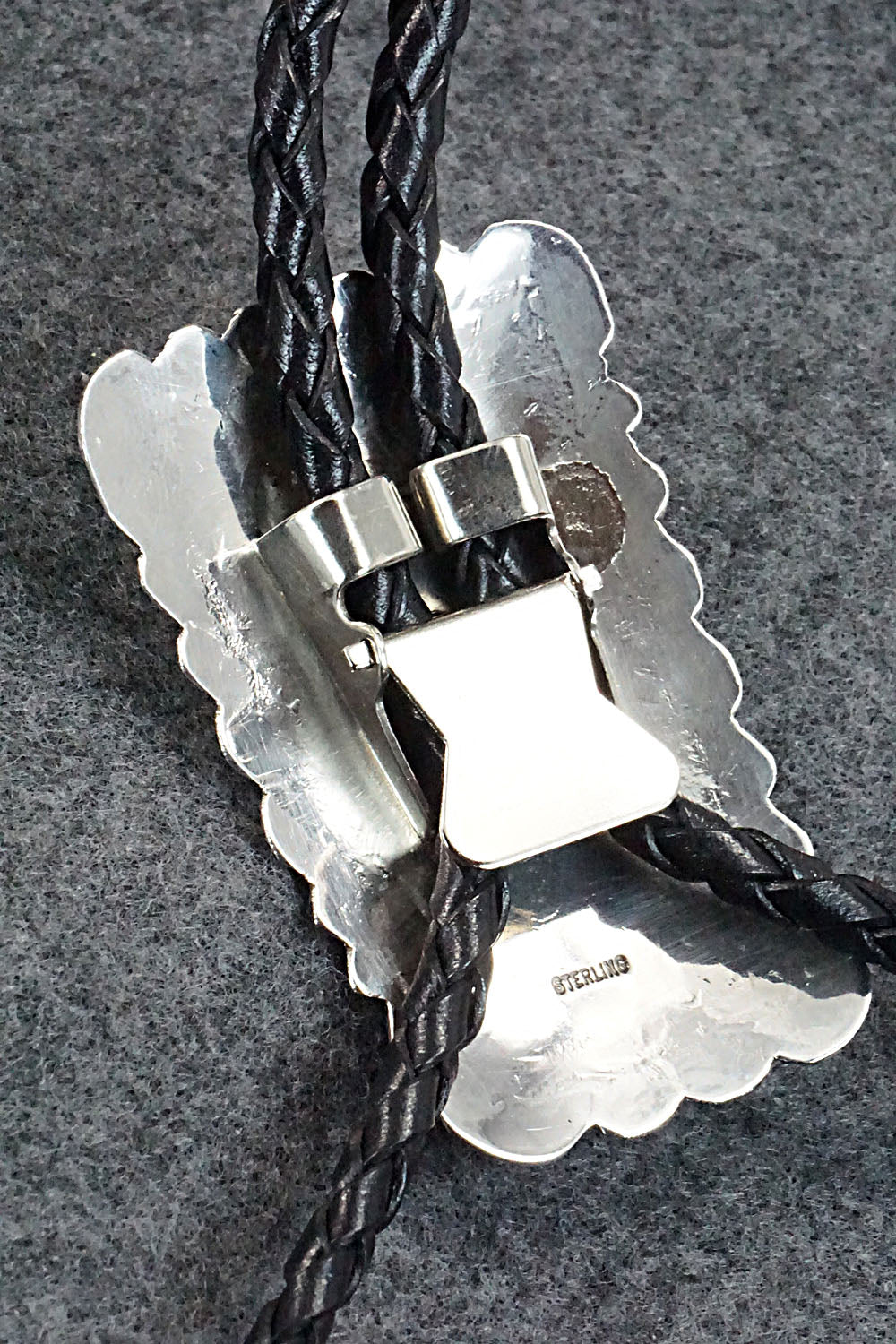 Turquoise, Coral & Sterling Silver Bolo Tie - Wilbur Myers