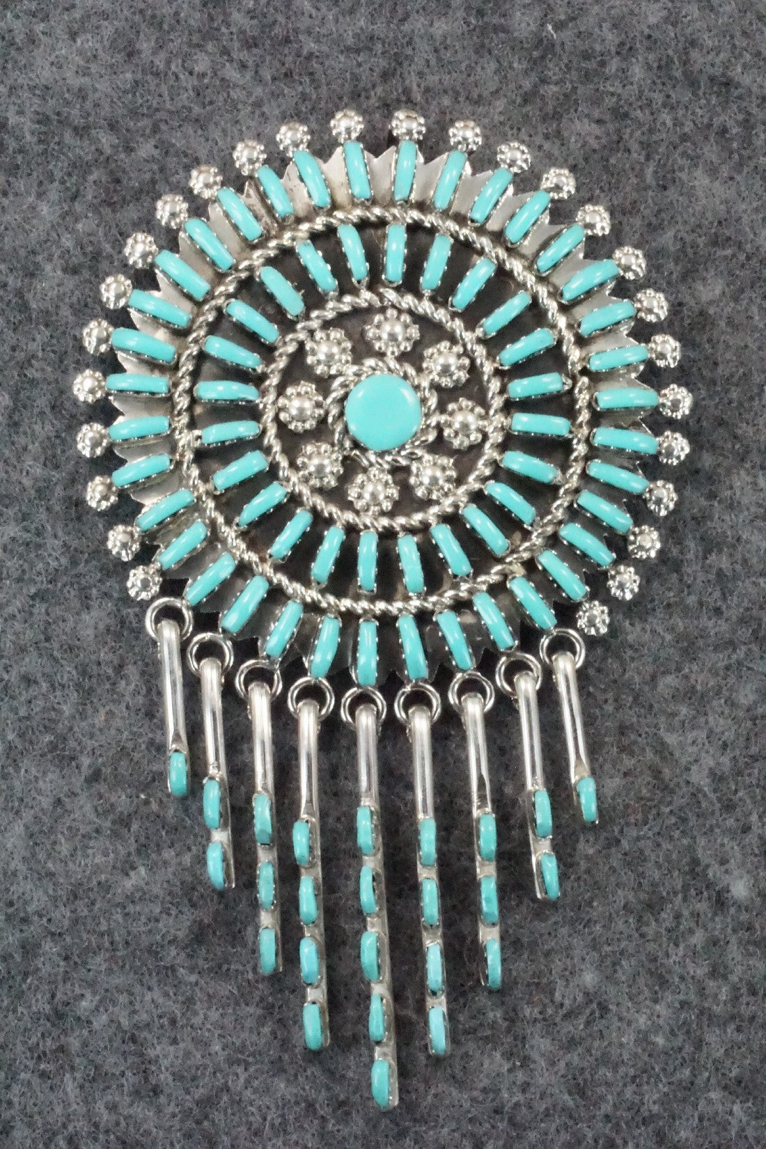 Turquoise & Sterling Silver Pendant/Pin - Keith Leekity