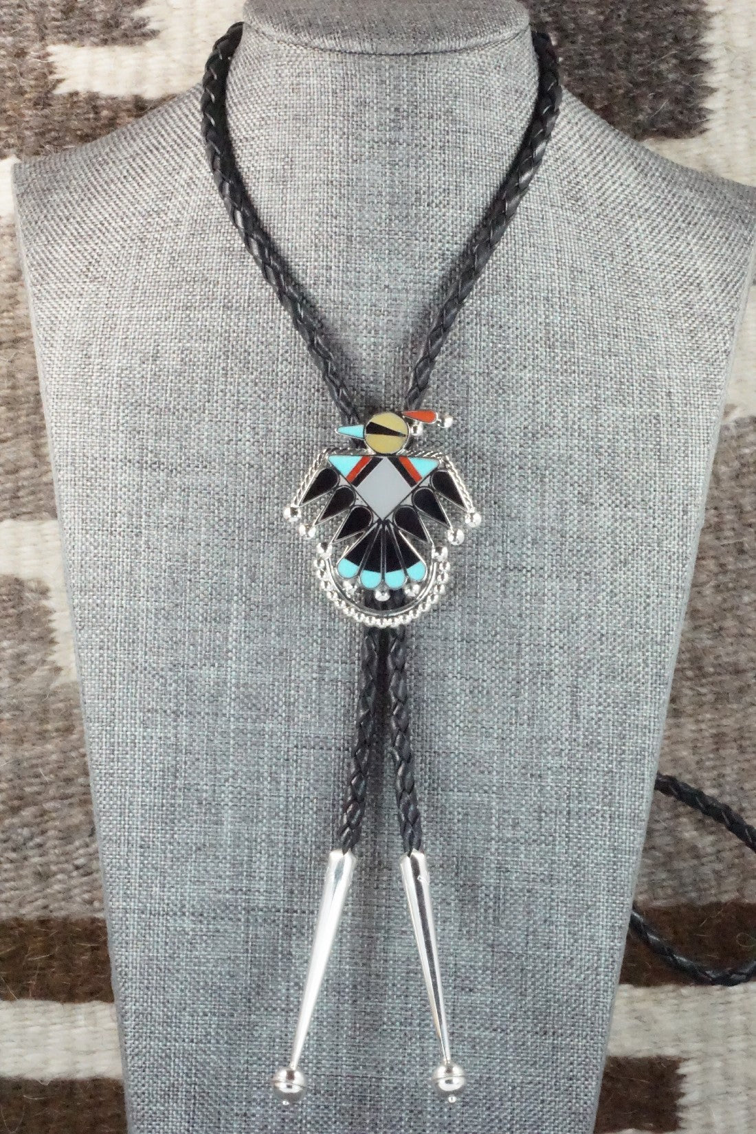 Multi Stone & Sterling Silver Inlay Bolo Tie - Adrian Wallace