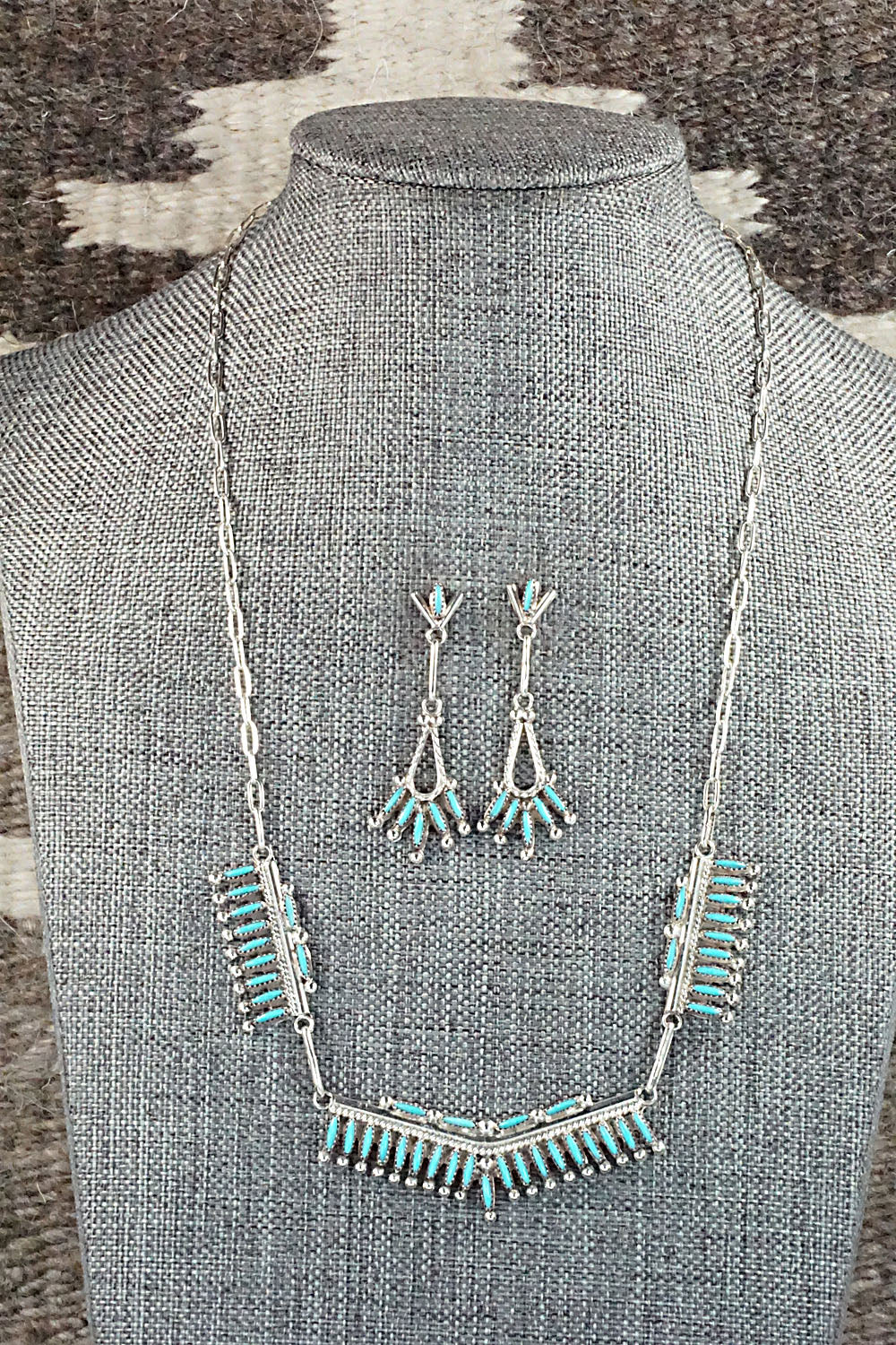 Turquoise & Sterling Silver Necklace and Earrings Set - Rena Cachini