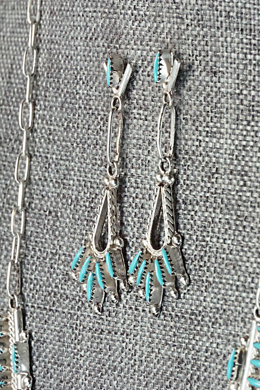 Turquoise & Sterling Silver Necklace and Earrings Set - Rena Cachini