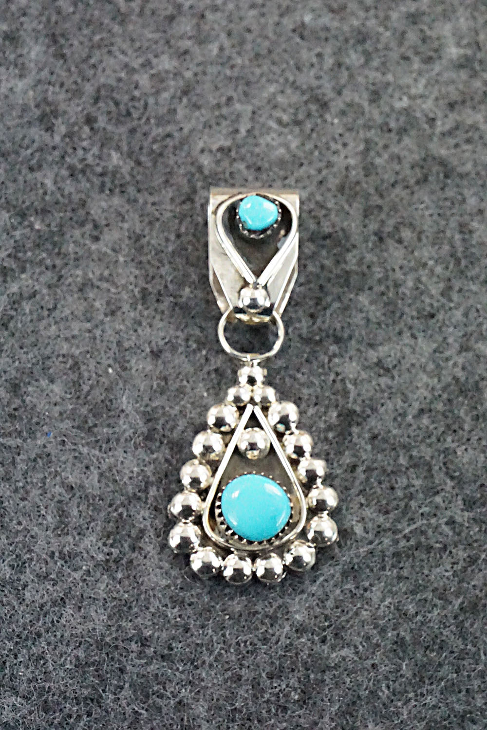 Turquoise and Sterling Silver Pendant - Verdie Booqua