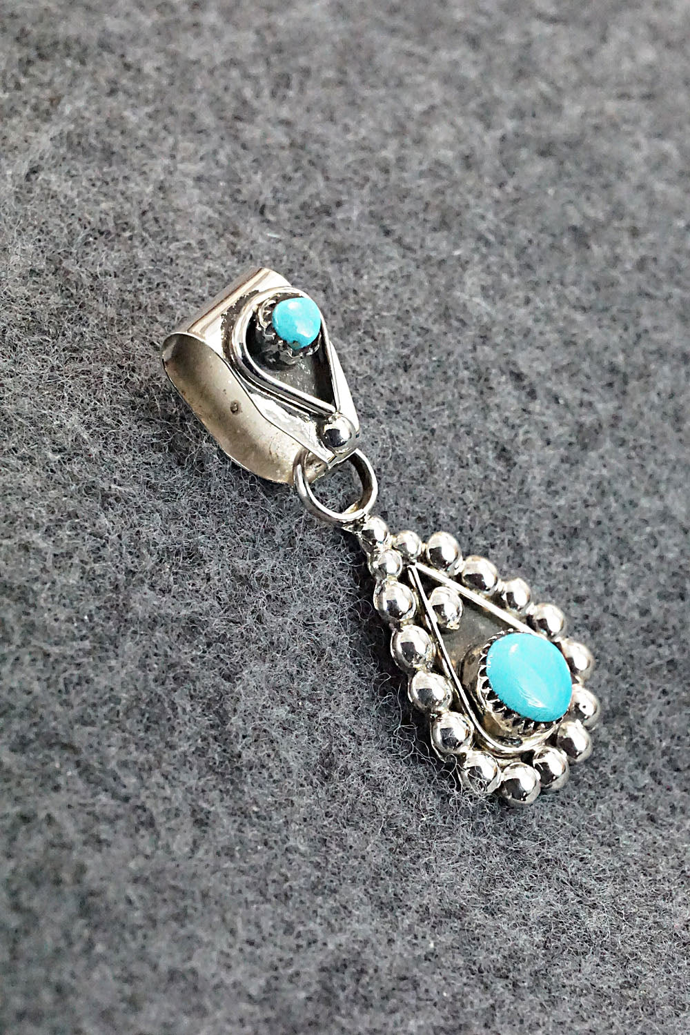 Turquoise and Sterling Silver Pendant - Verdie Booqua