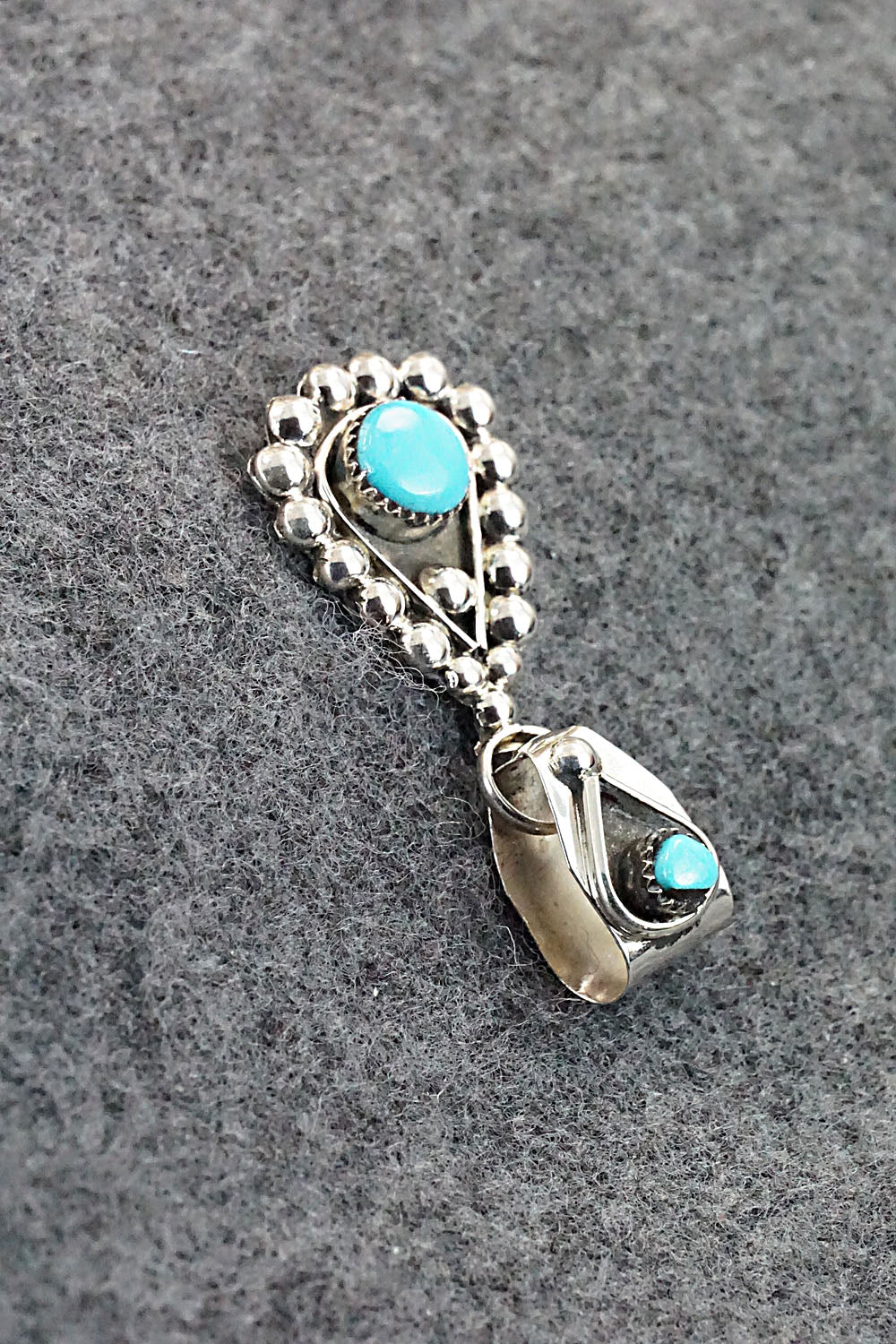 Turquoise and Sterling Silver Pendant - Verdie Booqua