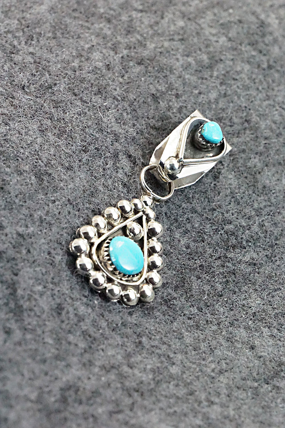 Turquoise and Sterling Silver Pendant - Verdie Booqua