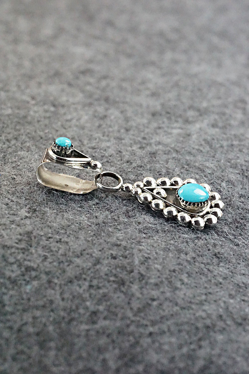 Turquoise and Sterling Silver Pendant - Verdie Booqua