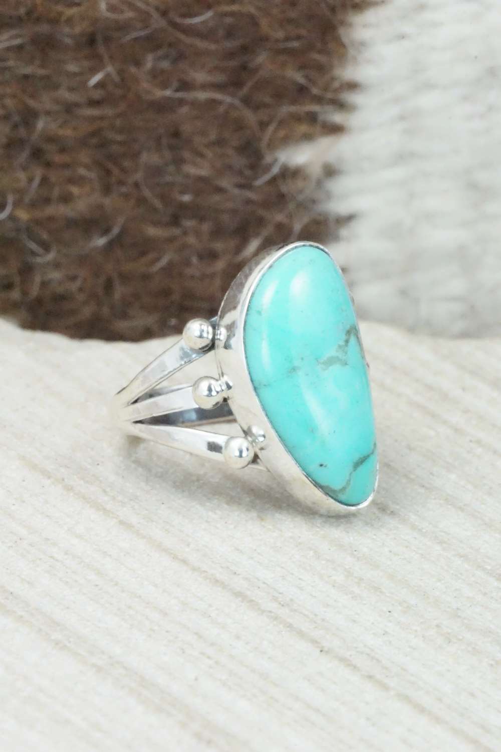 Turquoise & Sterling Silver Ring - Mark Barney - Size 6