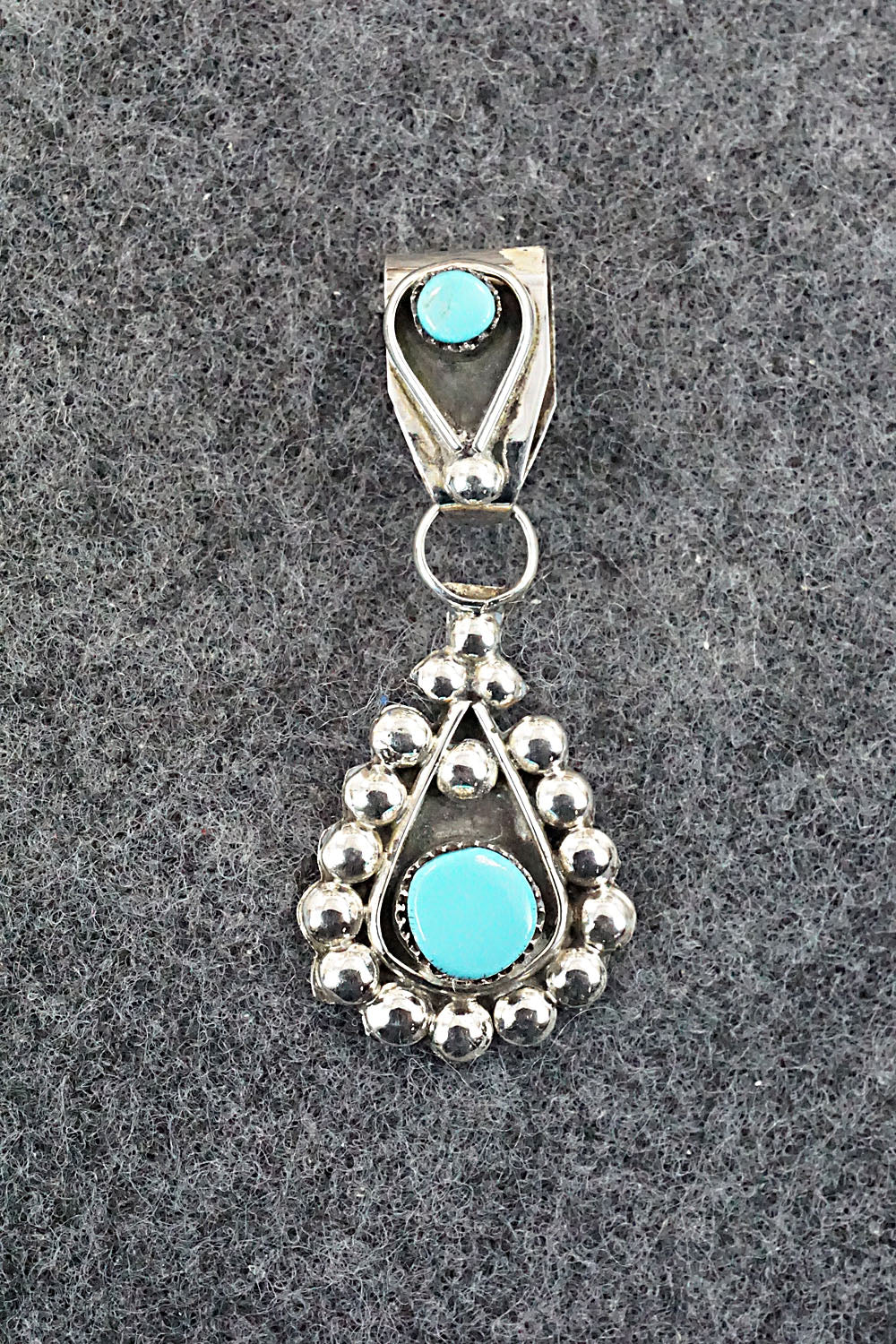 Turquoise and Sterling Silver Pendant - Verdie Booqua