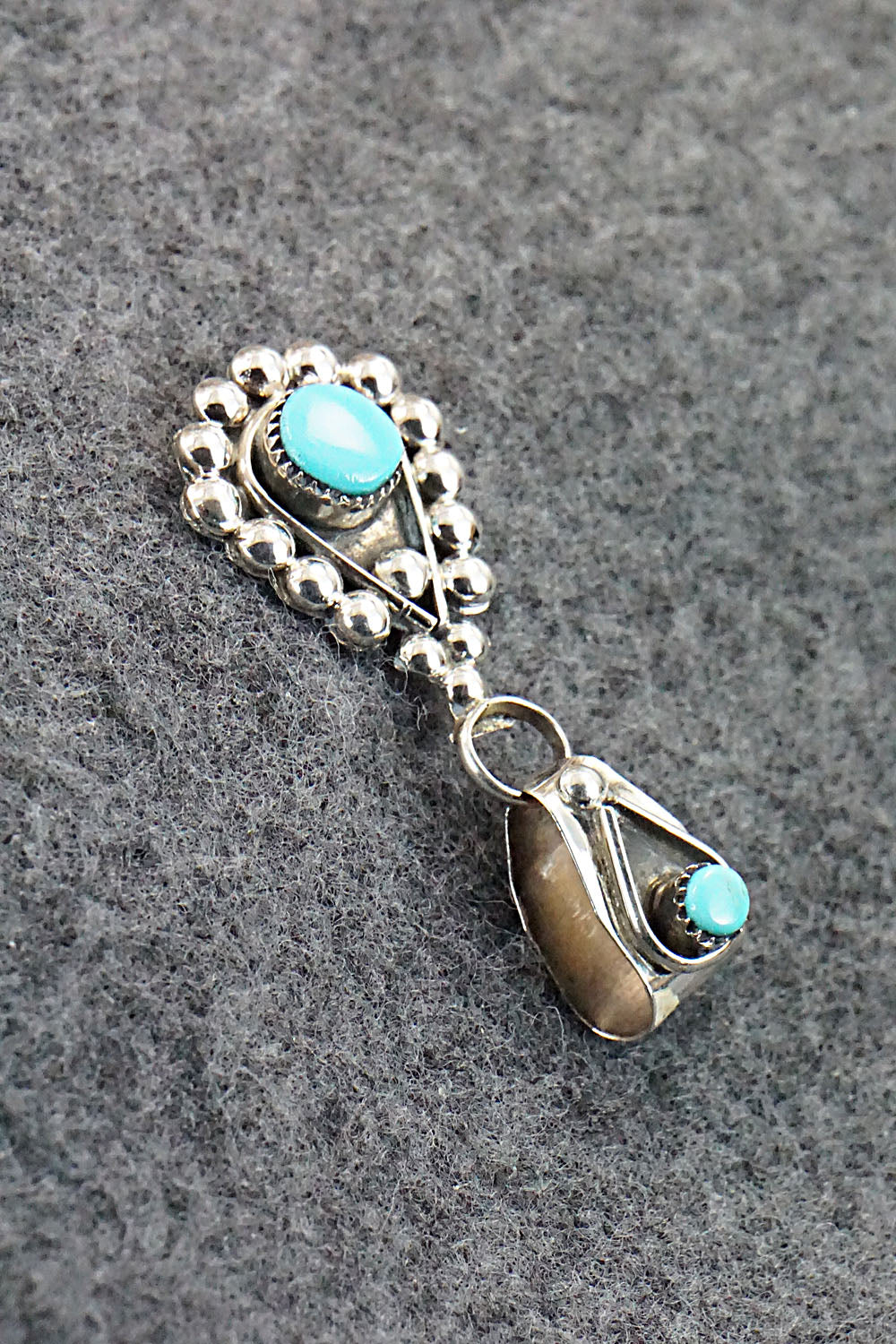Turquoise and Sterling Silver Pendant - Verdie Booqua