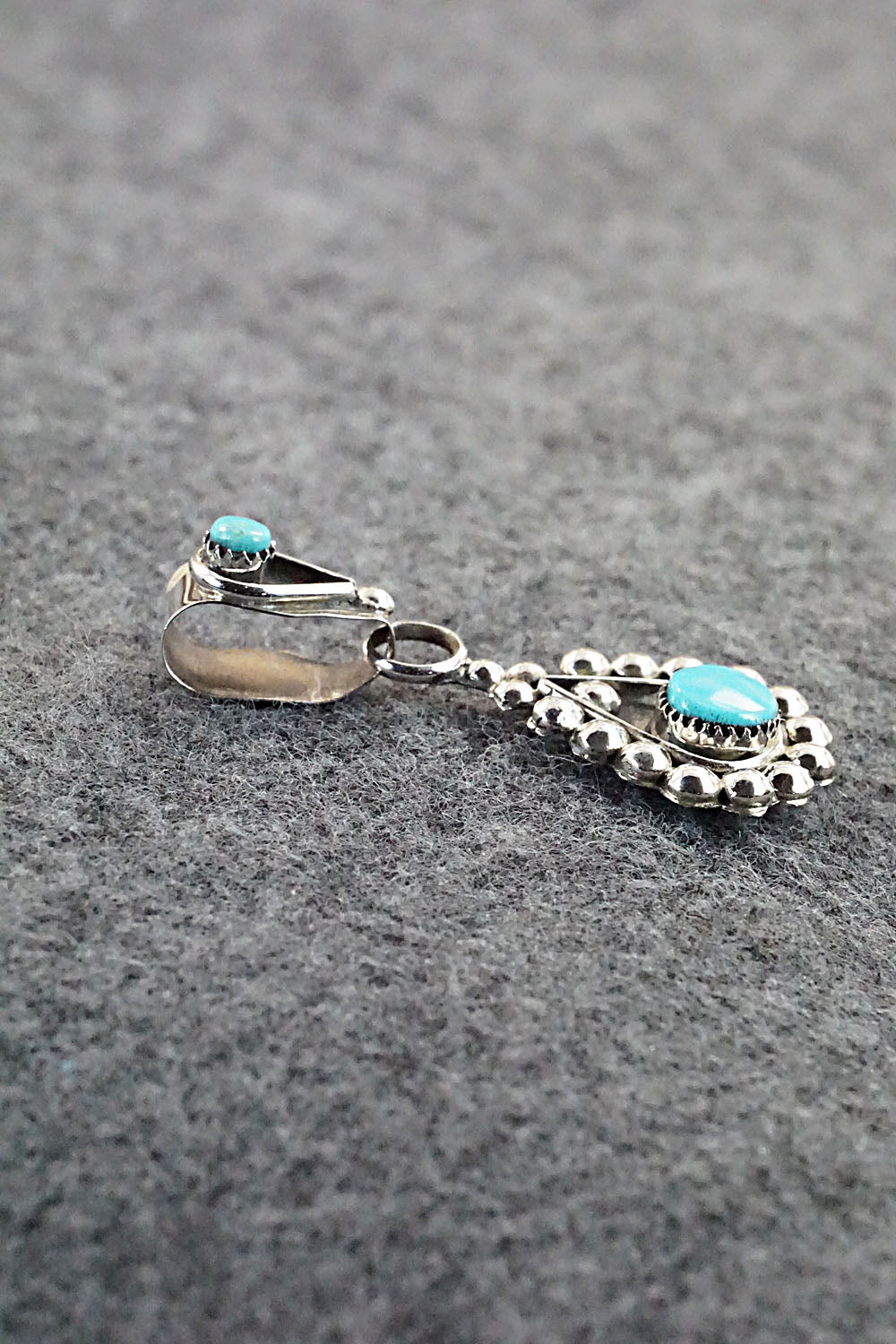 Turquoise and Sterling Silver Pendant - Verdie Booqua
