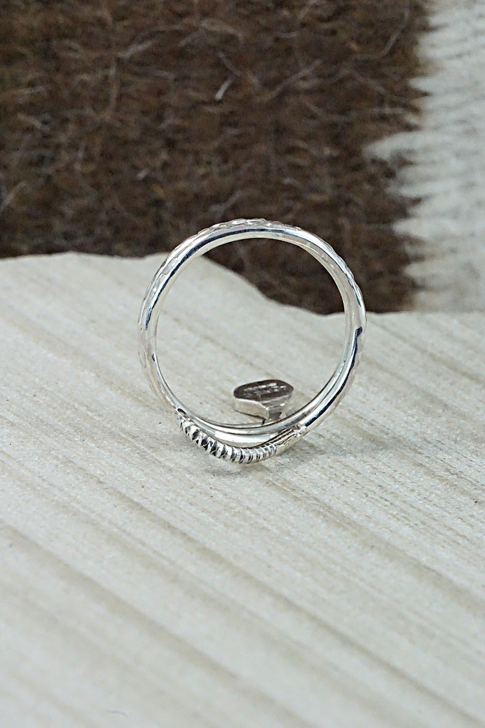 Coral & Sterling Silver Ring - Joy Calavaza - Size 7.5