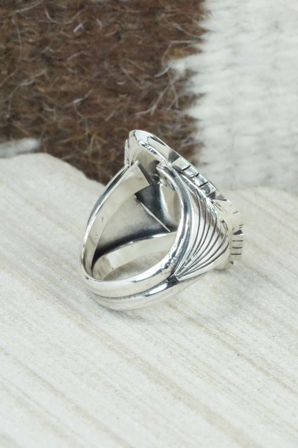 Turquoise & Sterling Silver Ring - Harold Becenti - Size 7.75