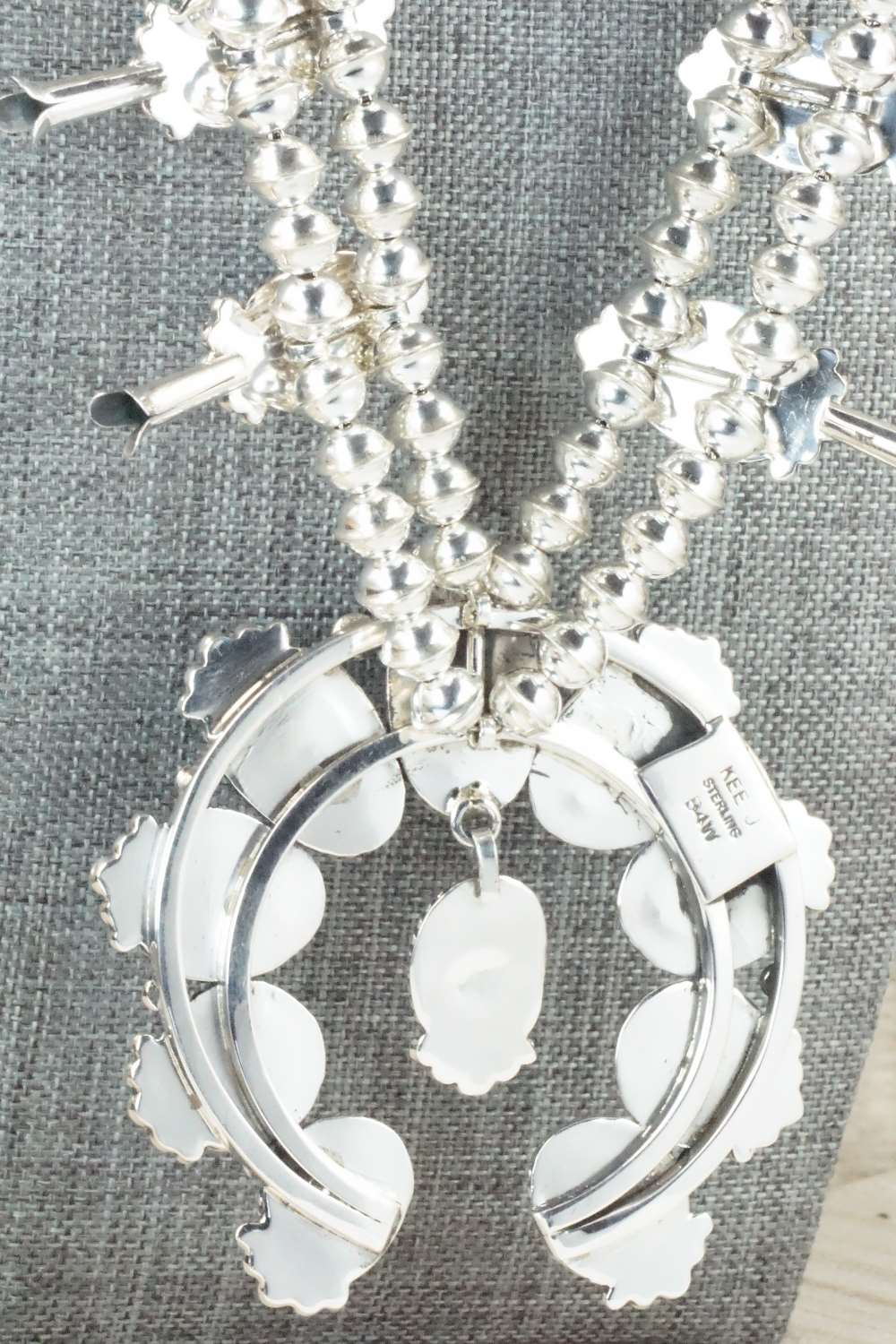 Turquoise & Sterling Silver Squash Blossom and Earrings - Vernon Johnson