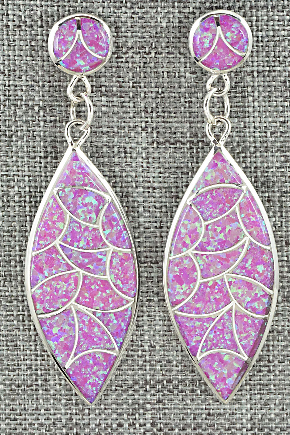 Opalite & Sterling Silver Inlay Earrings - Keith Davis