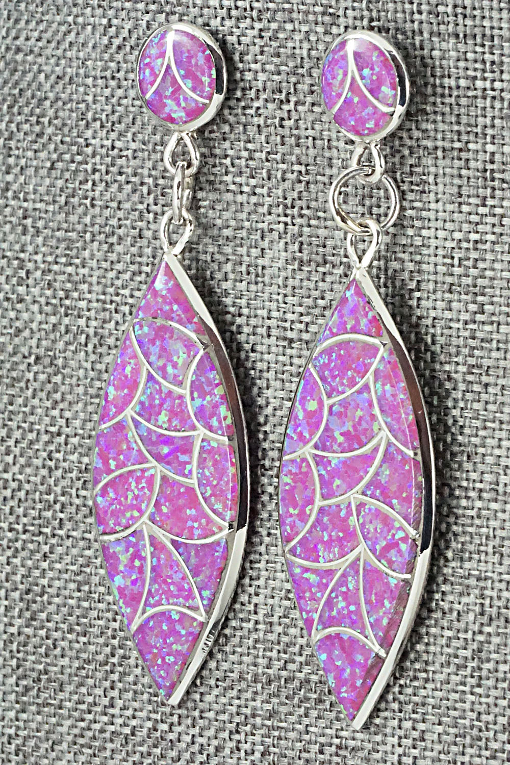Opalite & Sterling Silver Inlay Earrings - Keith Davis