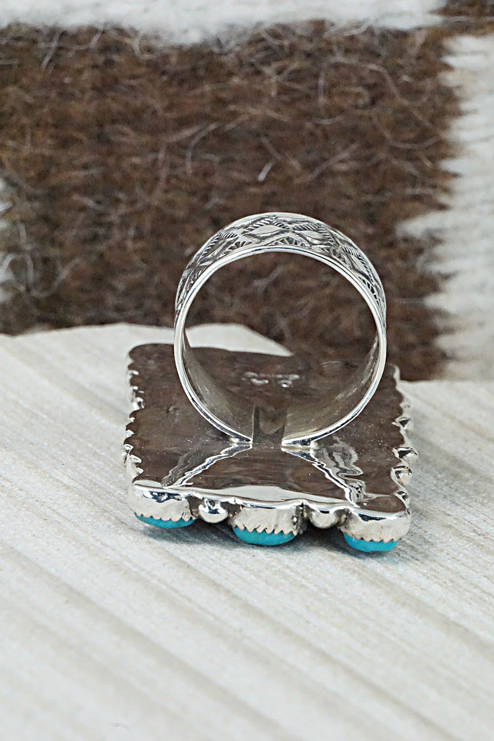 Turquoise & Sterling Silver Ring - Delbert Arviso - Size 9