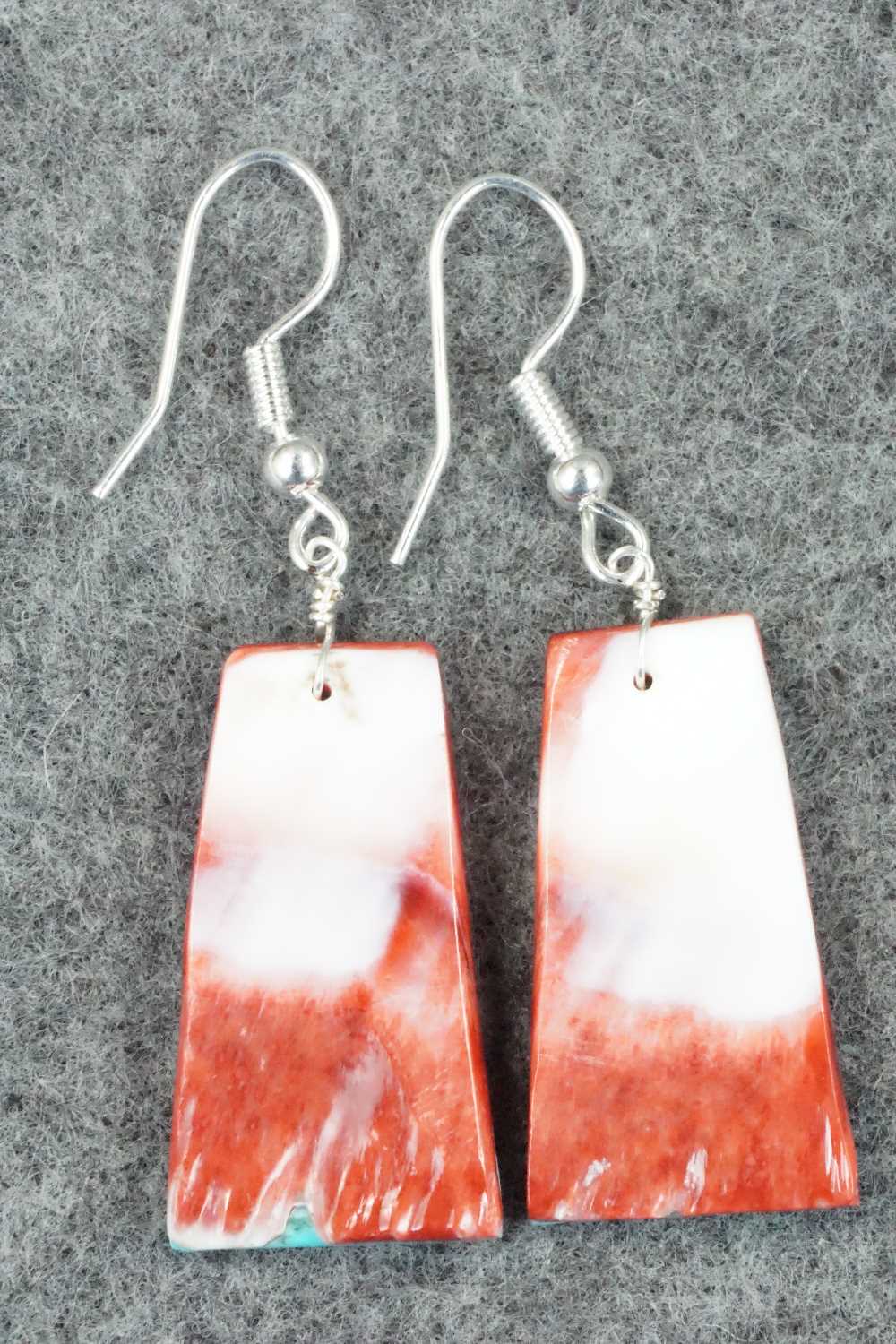 Spiny Oyster, Turquoise & Sterling Silver Earrings - Santo Domingo