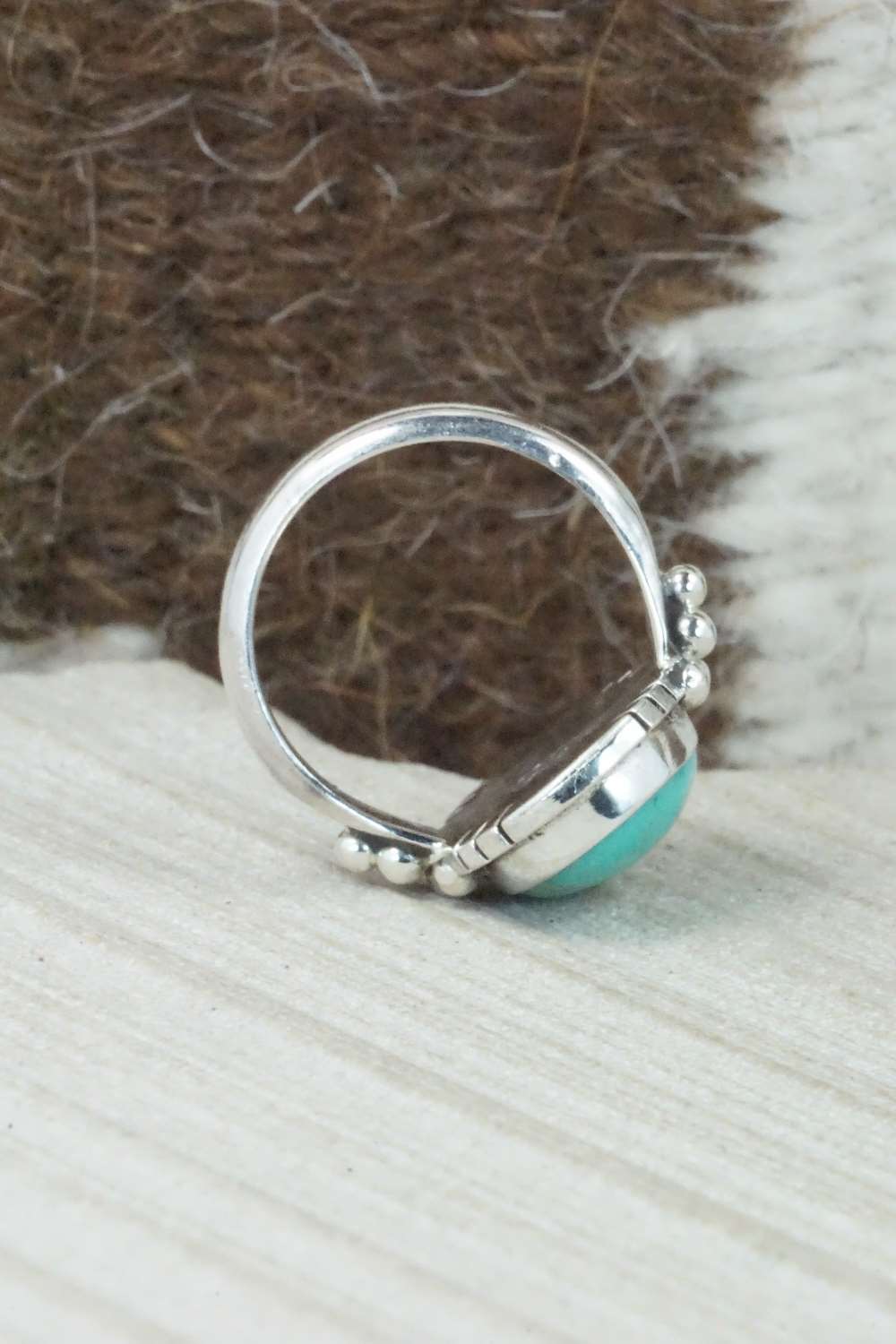 Turquoise & Sterling Silver Ring - Mark Barney - Size 4.25