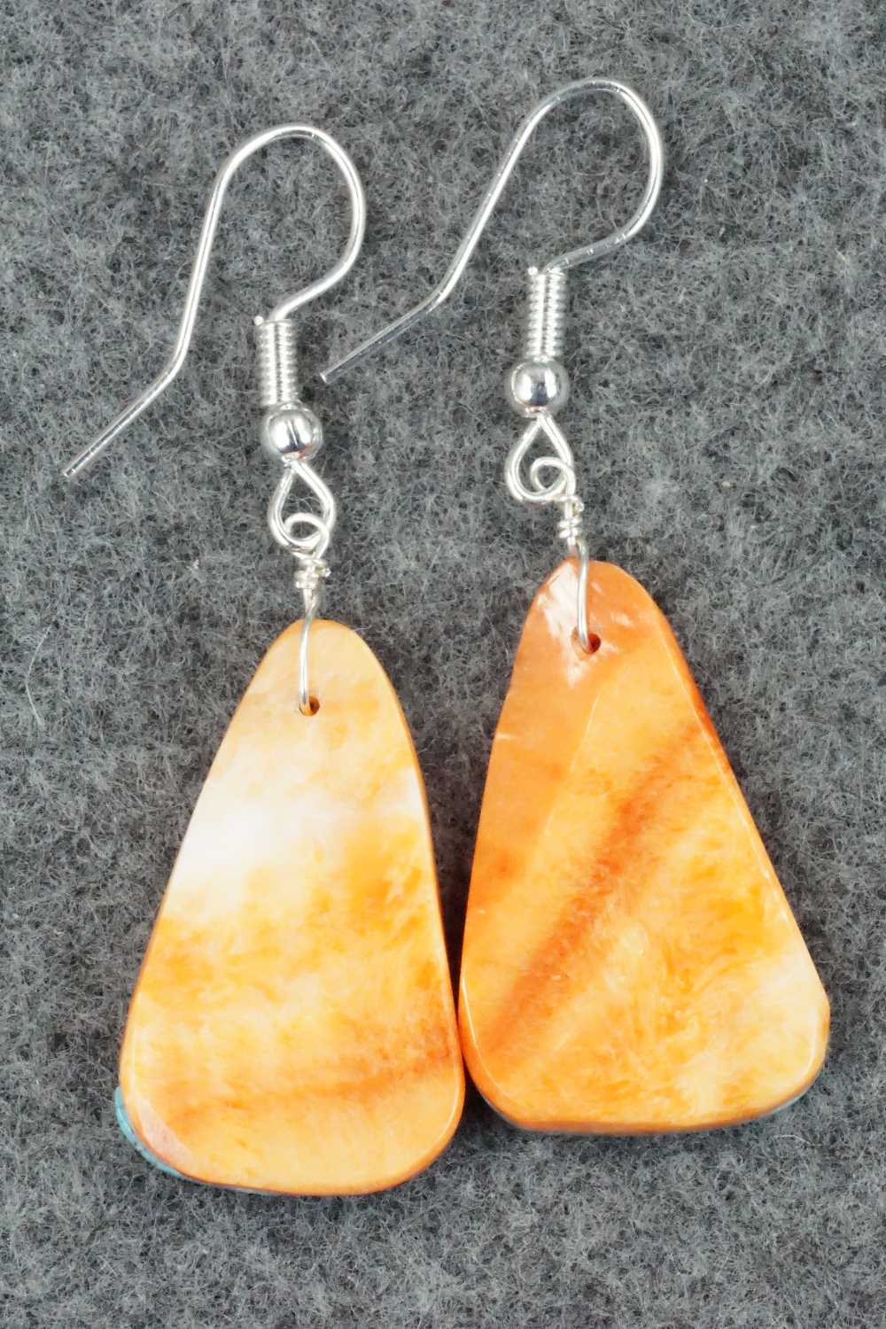 Spiny Oyster, Turquoise & Sterling Silver Earrings - Santo Domingo