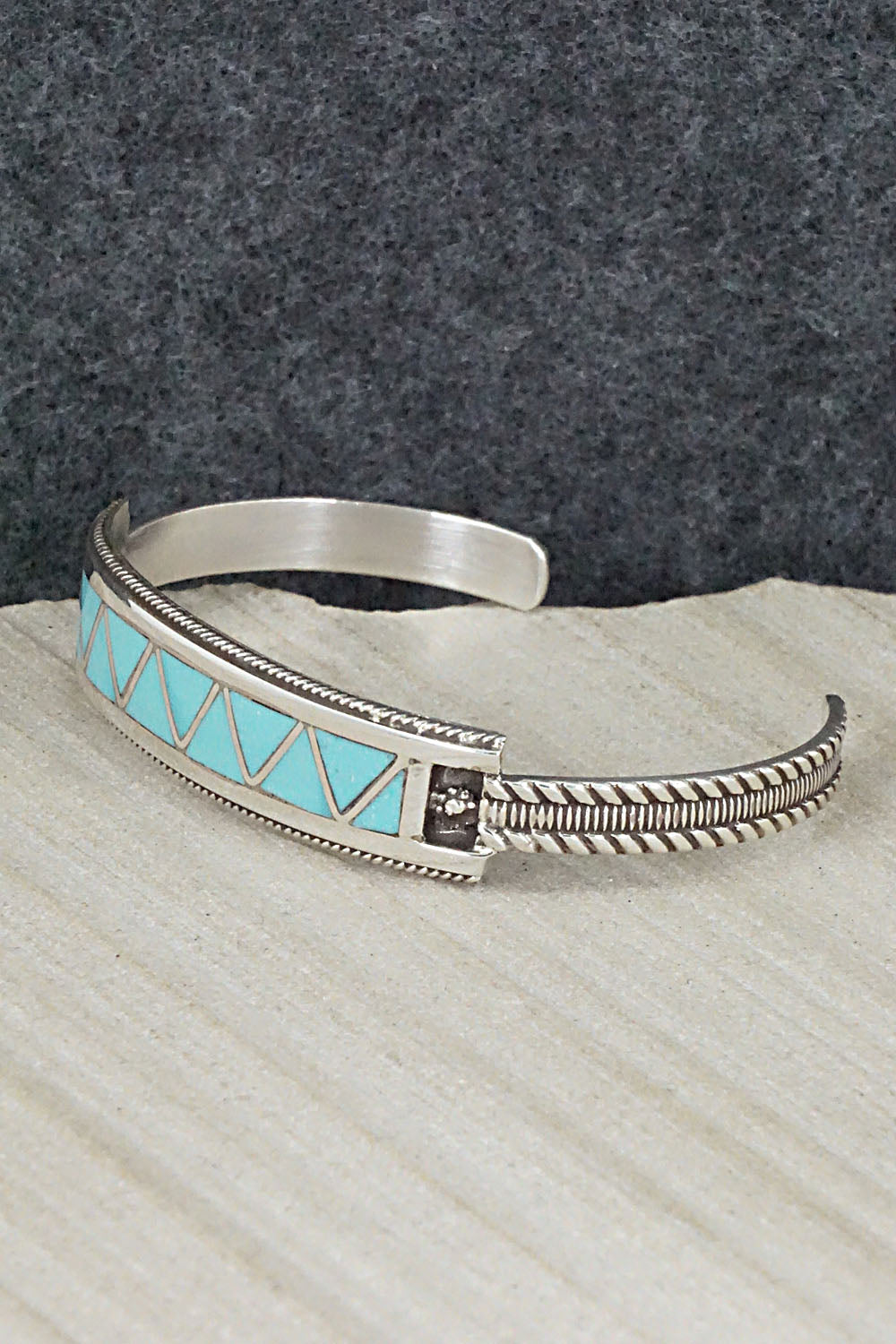 Turquoise & Sterling Silver Inlay Bracelet - Claudine Haloo