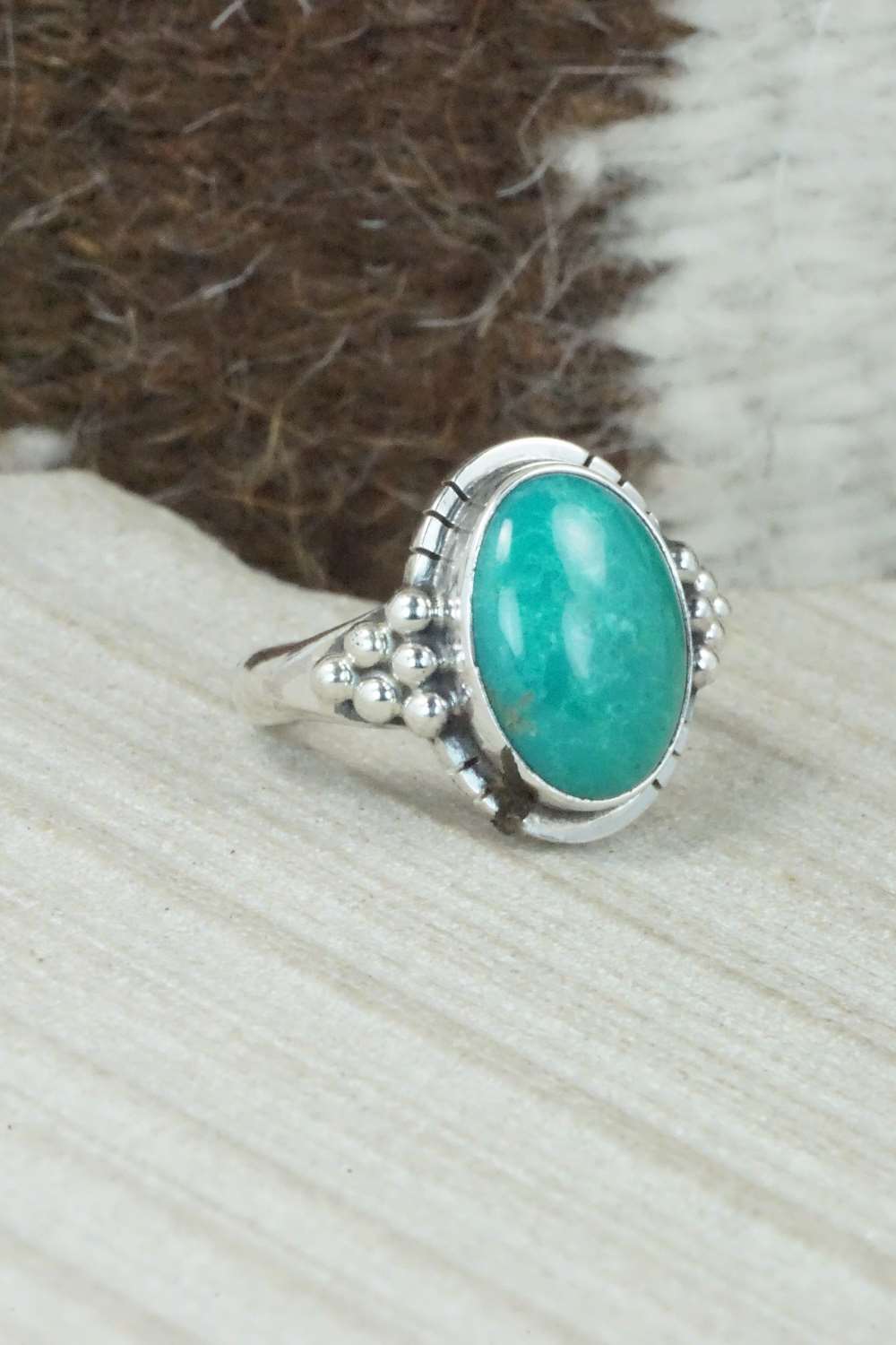 Turquoise & Sterling Silver Ring - Mark Barney - Size 5.5