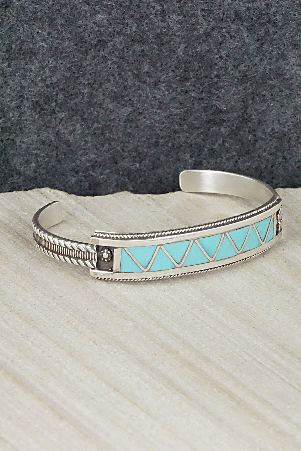 Turquoise & Sterling Silver Inlay Bracelet - Claudine Haloo