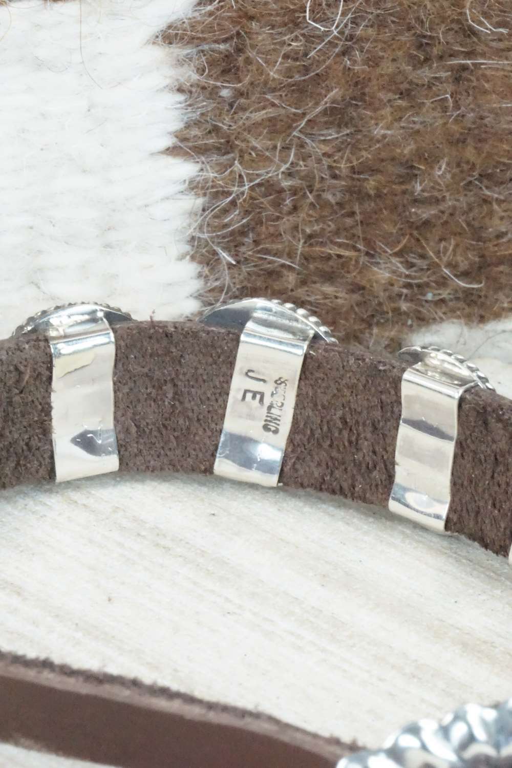 Turquoise & Sterling Silver Leather Bracelet - Bonnie Willie